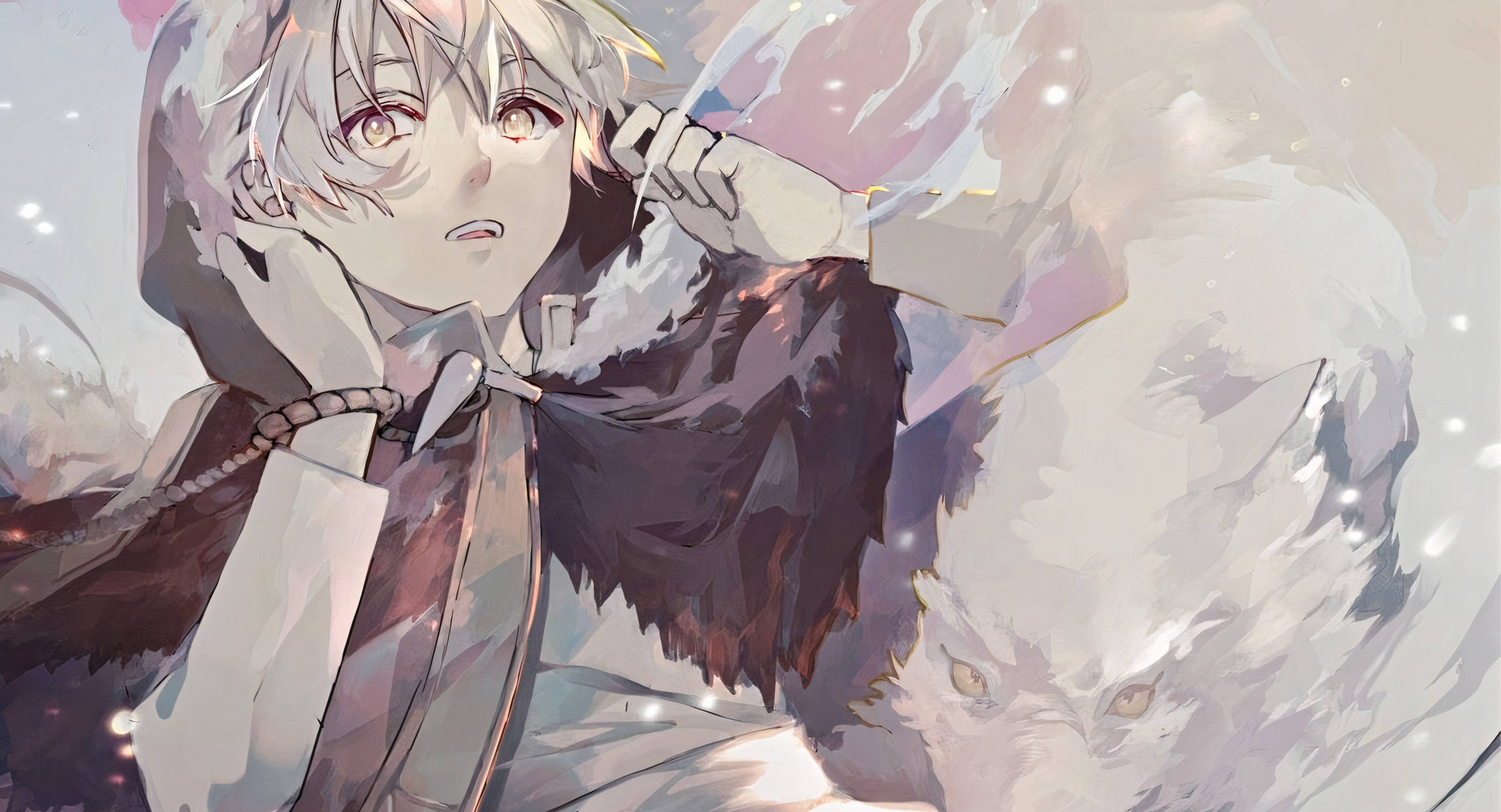 To Your Eternity, pale-haired anime boy, fur-lined cloak, 2K Desktop Wallpaper
