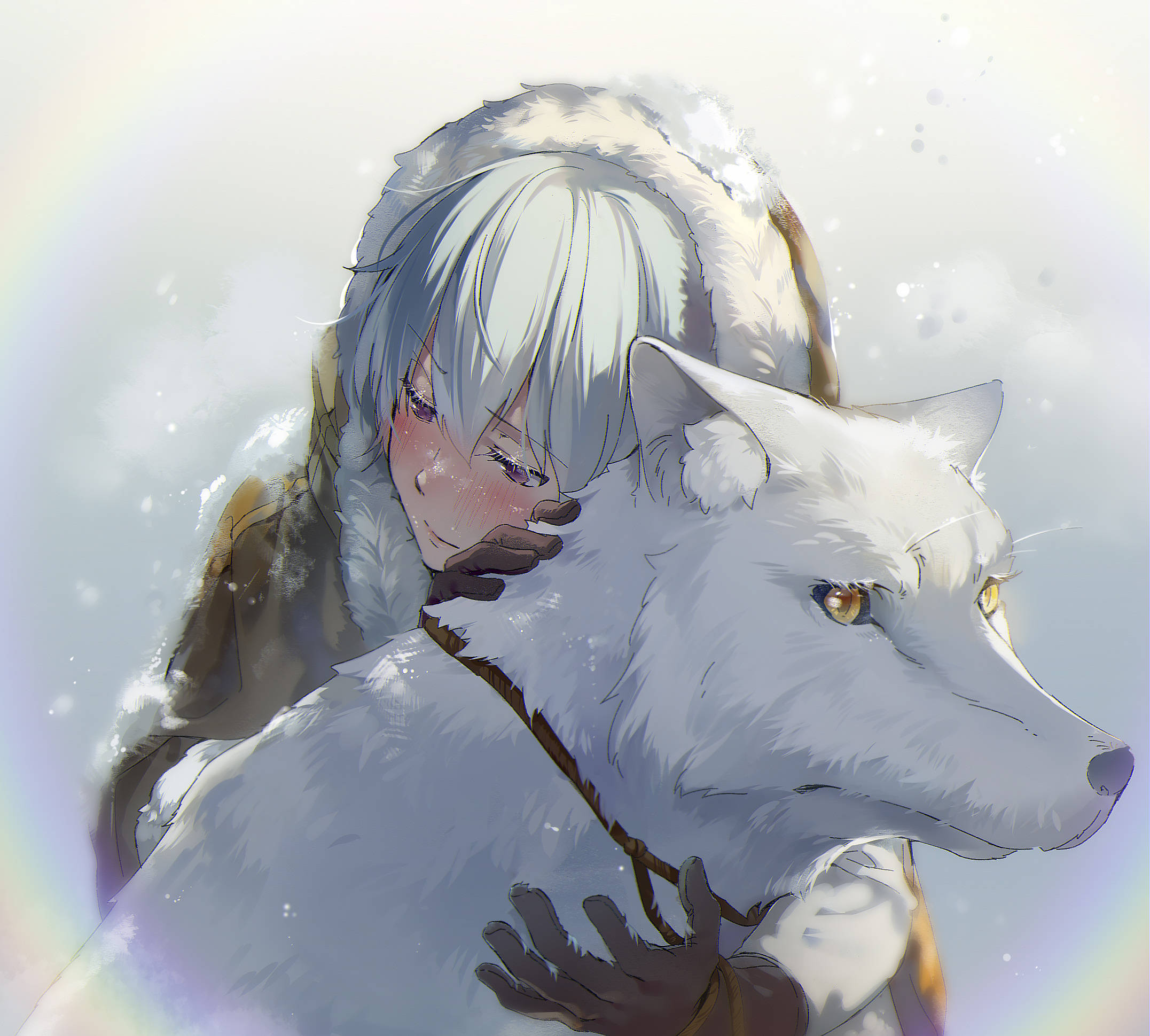 To Your Eternity, silver-haired anime girl, white wolf, Full HD Desktop Wallpaper