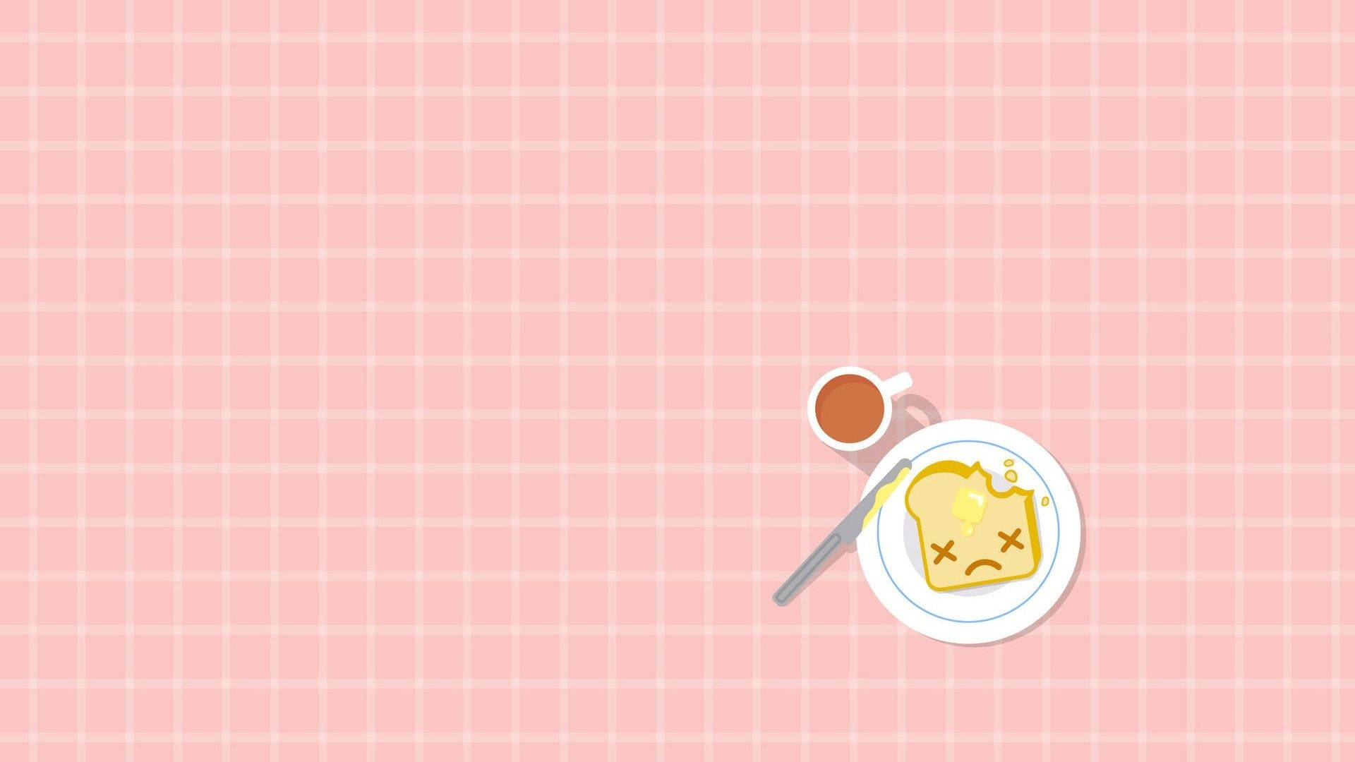 cute cartoon toast, sad face, plate, Full HD Desktop Wallpaper