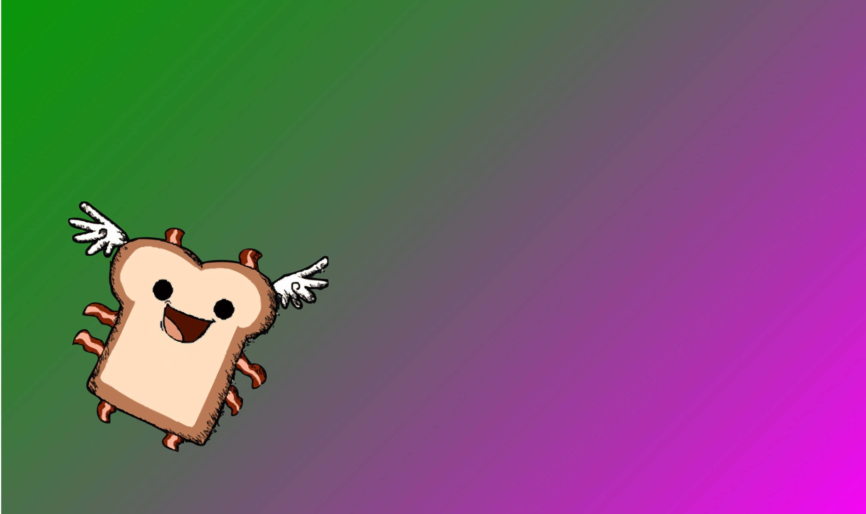 animated happy toast character, cartoon slice of toast, arms legs and wings, 2K Desktop Wallpaper