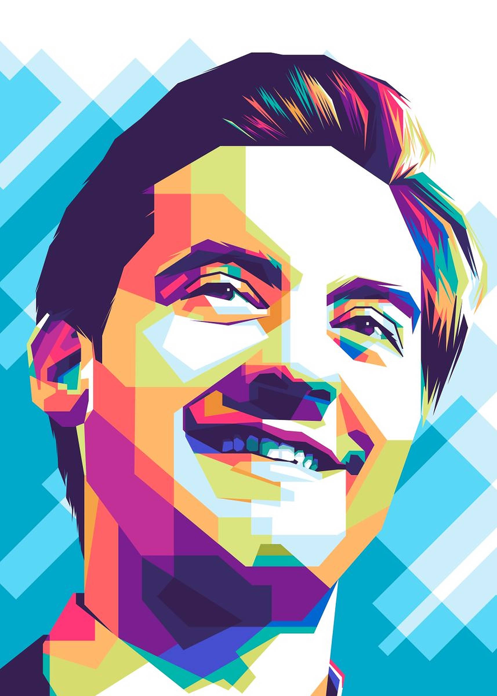 Tobey Maguire, polygon art, rainbow-colored facets, Full HD Phone Wallpaper