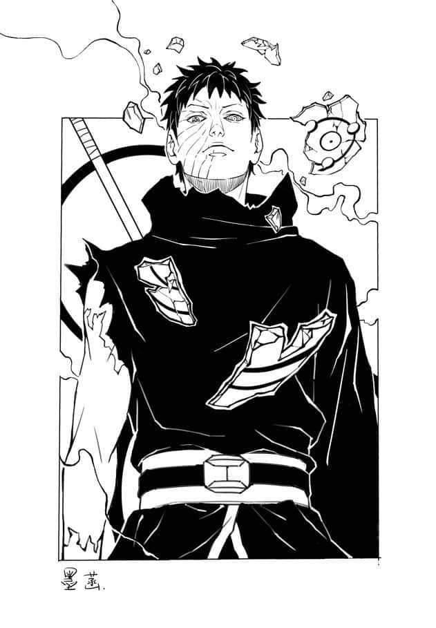 Tobi iPhone, black and white anime illustration, determined ninja, SD Phone Wallpaper