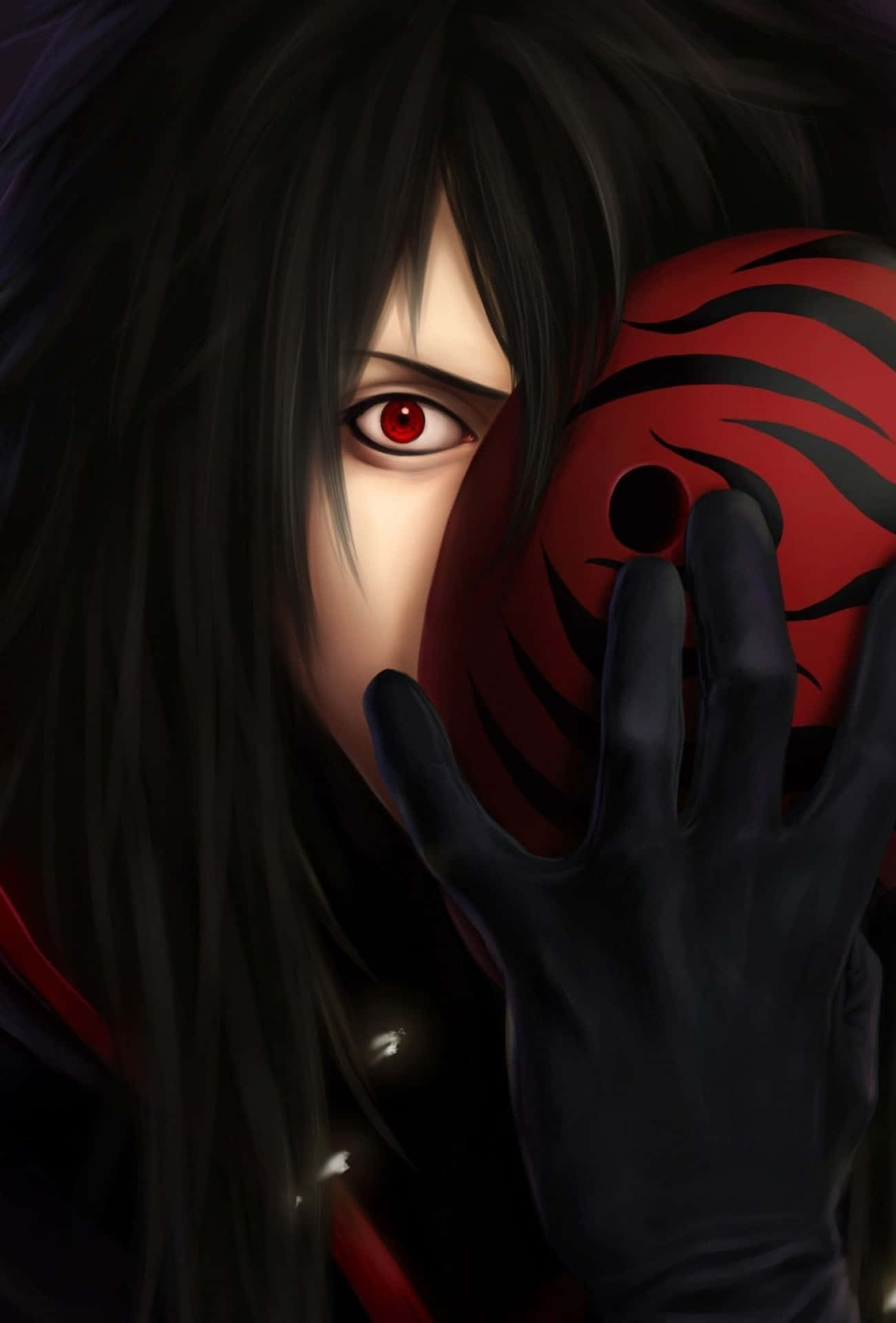 Tobi iPhone, black and red anime character, glowing red eye, Full HD Phone Wallpaper
