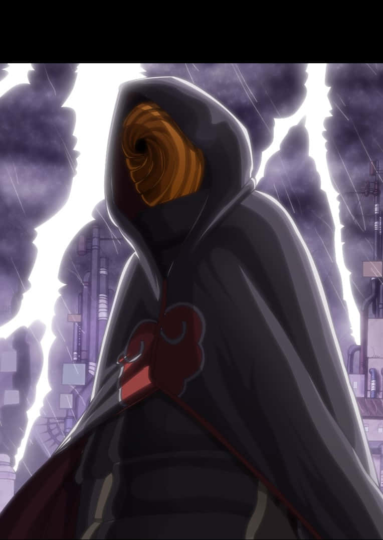 Tobi iPhone, cloaked anime figure, swirling orange eye, SD Phone Wallpaper