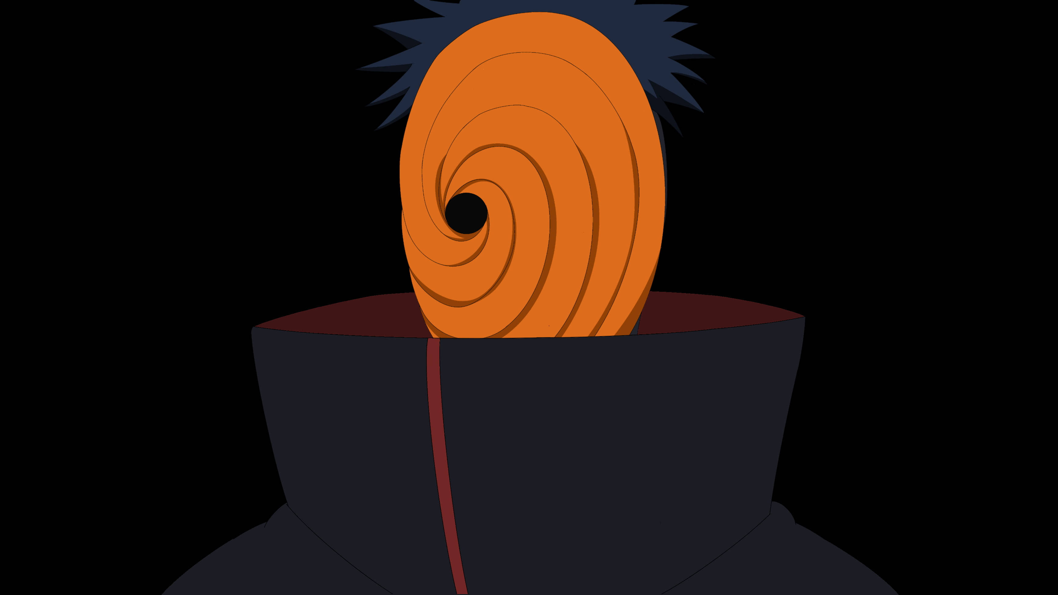 Tobi Naruto, orange spiral eye, dark cloak, 2K Desktop Wallpaper