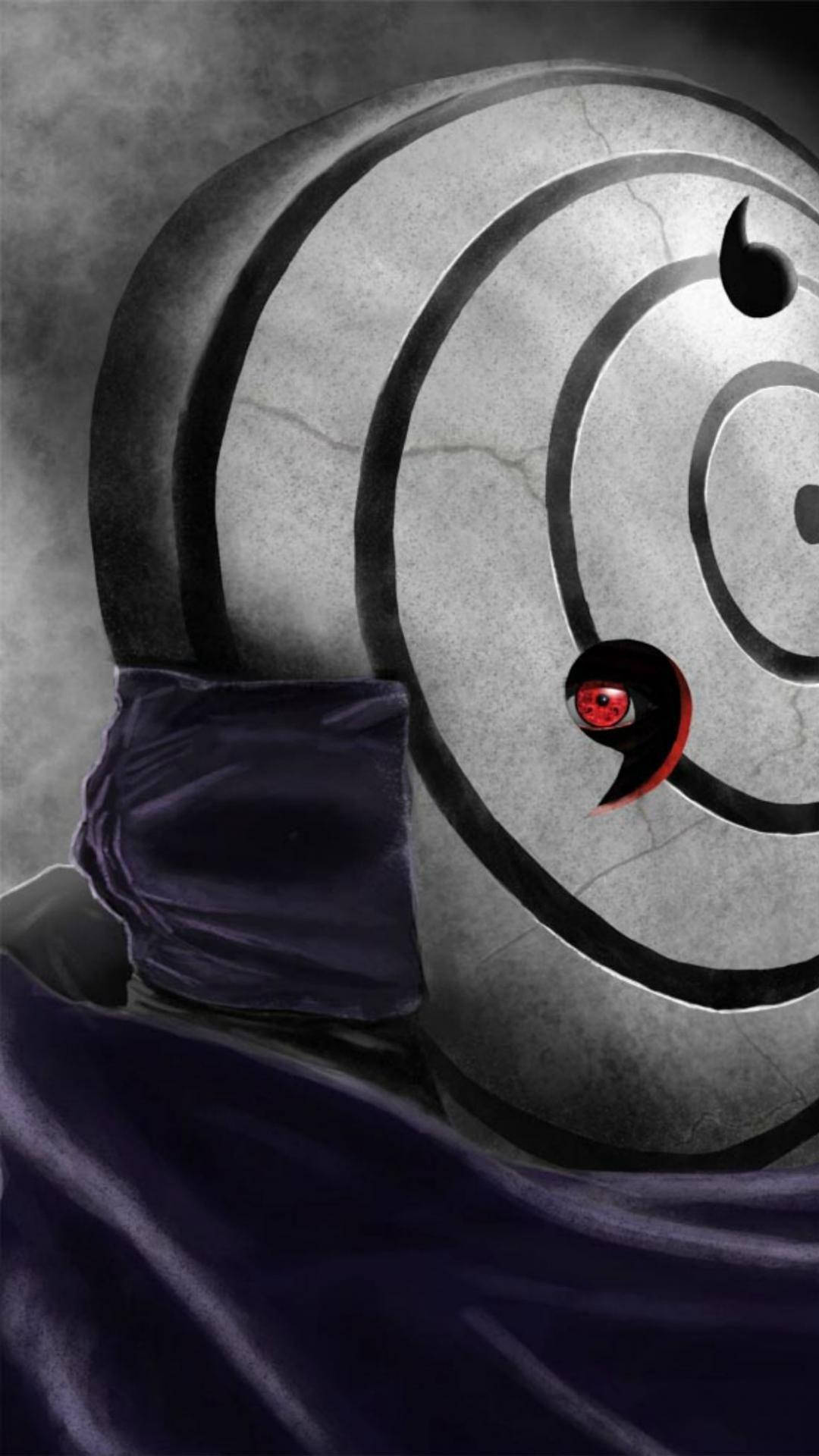 Tobi Naruto, black and white spiral mask, red eye, Full HD Phone Wallpaper