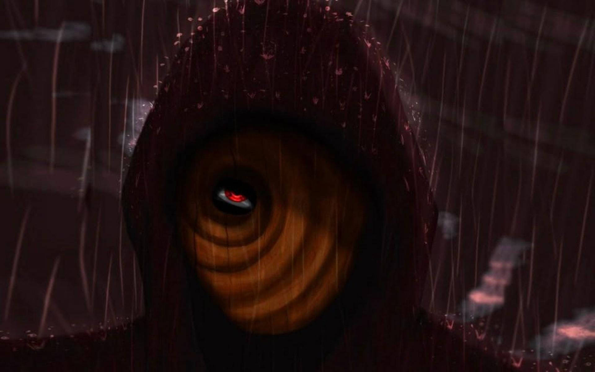 Tobi Naruto, hooded figure, glowing red eye, Full HD Desktop Wallpaper