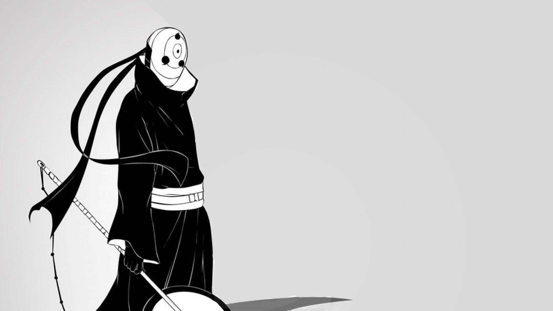 Tobi Naruto, black and white, anime-style figure, Full HD Desktop Wallpaper