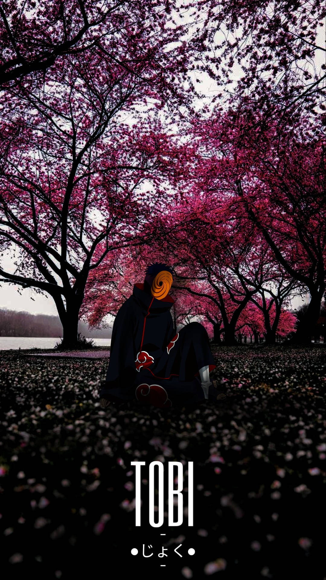 Tobi Naruto, purple aesthetic, vibrant pink cherry blossoms, Full HD Phone Wallpaper