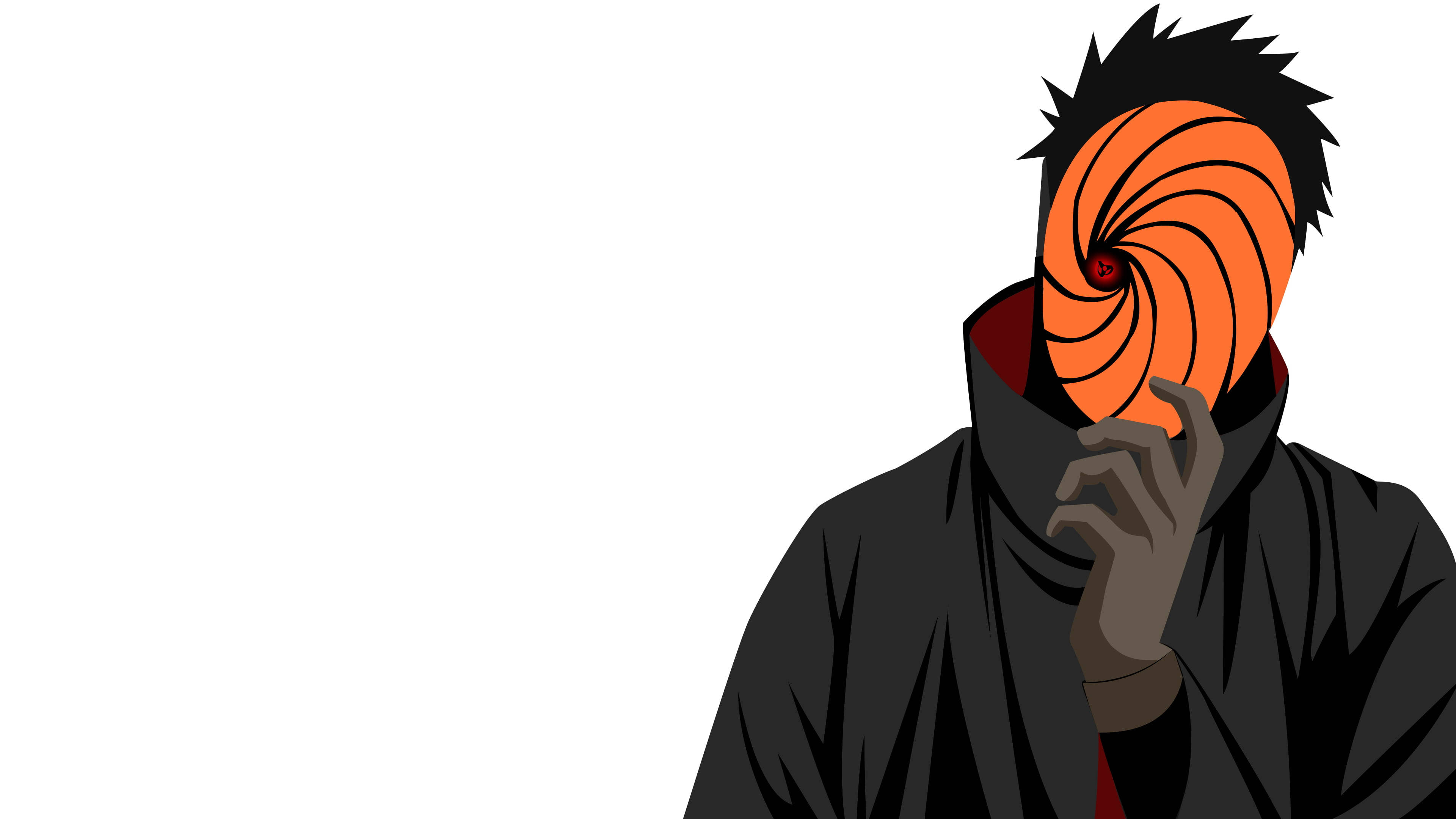 Tobi Naruto, spiky black hair, orange spiral mask, 4K Desktop Wallpaper