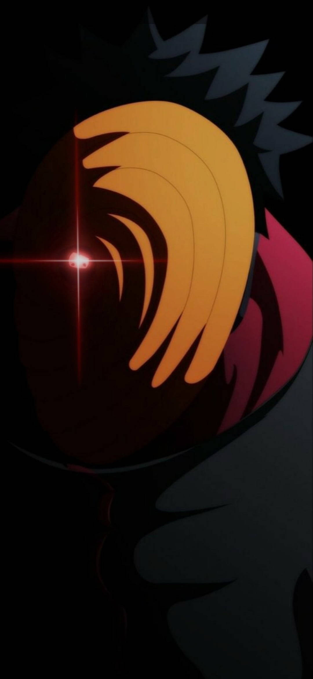 Tobi Naruto, glowing red eye, fiery orange hair, Full HD Phone Wallpaper