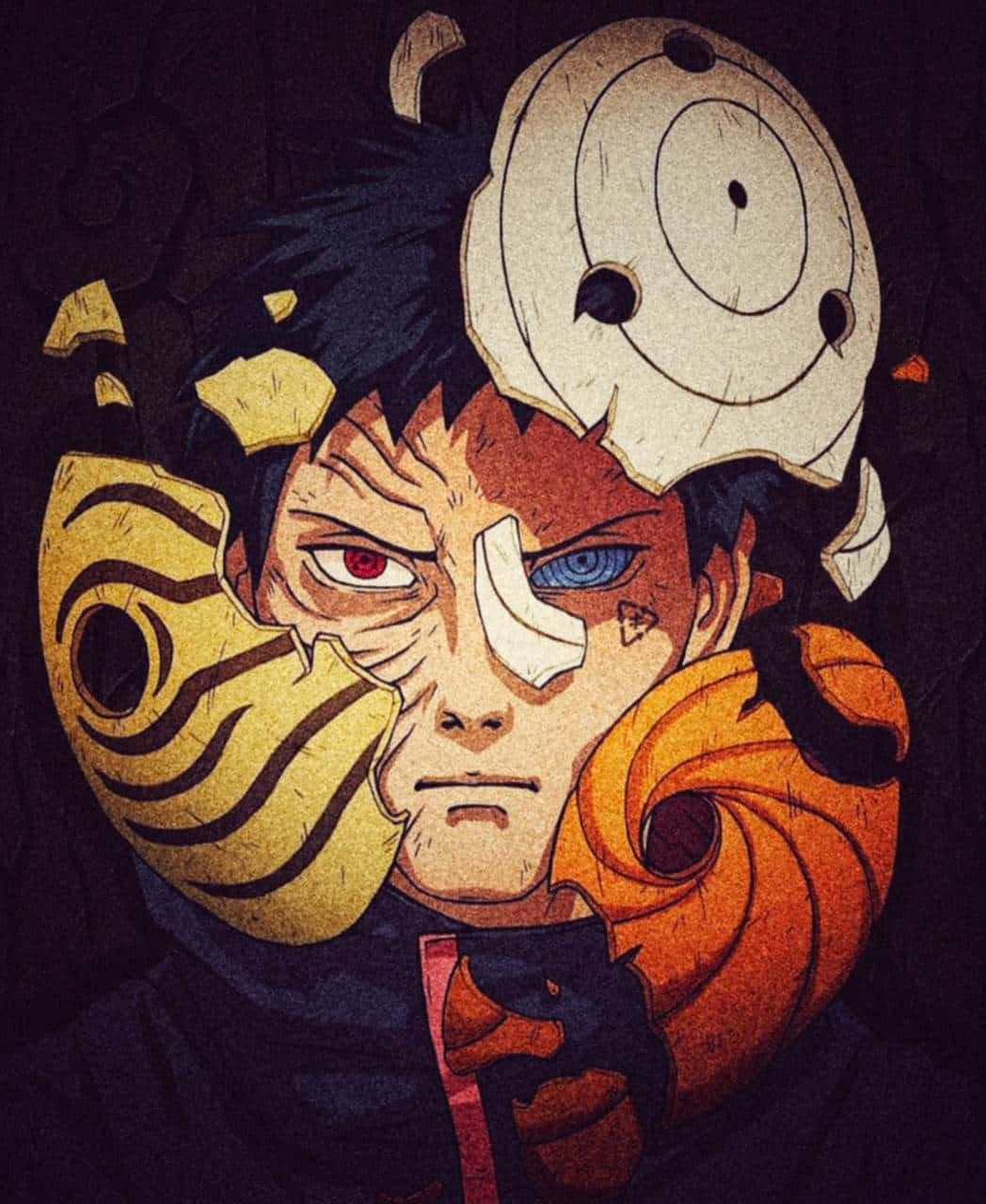 Tobi Mask, Japanese folklore, red and blue eyes, HD Phone Wallpaper