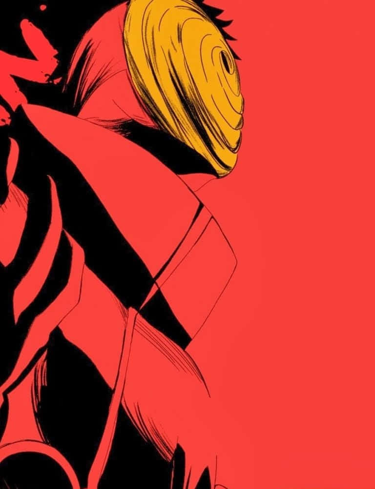 Tobi, yellow spiral mask, red outfit, SD Phone Wallpaper