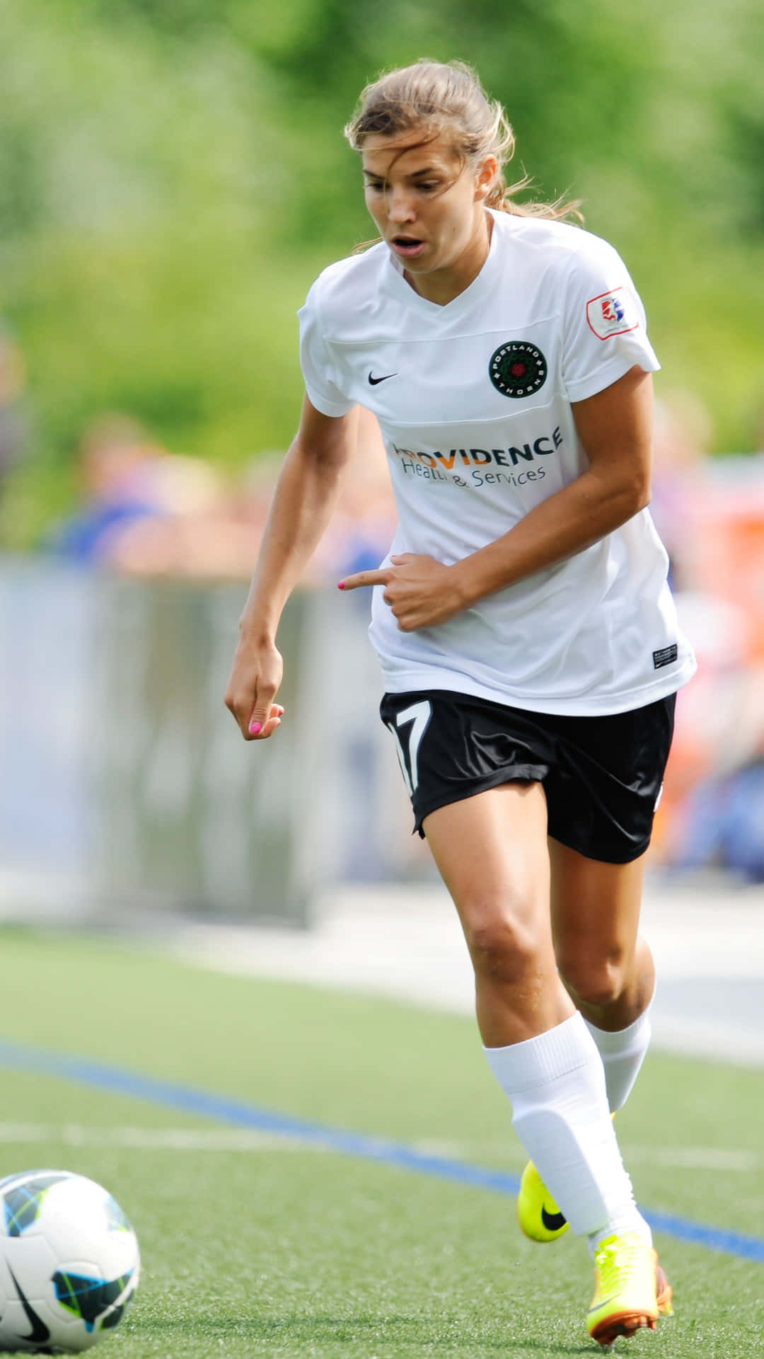 Tobin Heath, white jersey, black shorts, Full HD Phone Wallpaper