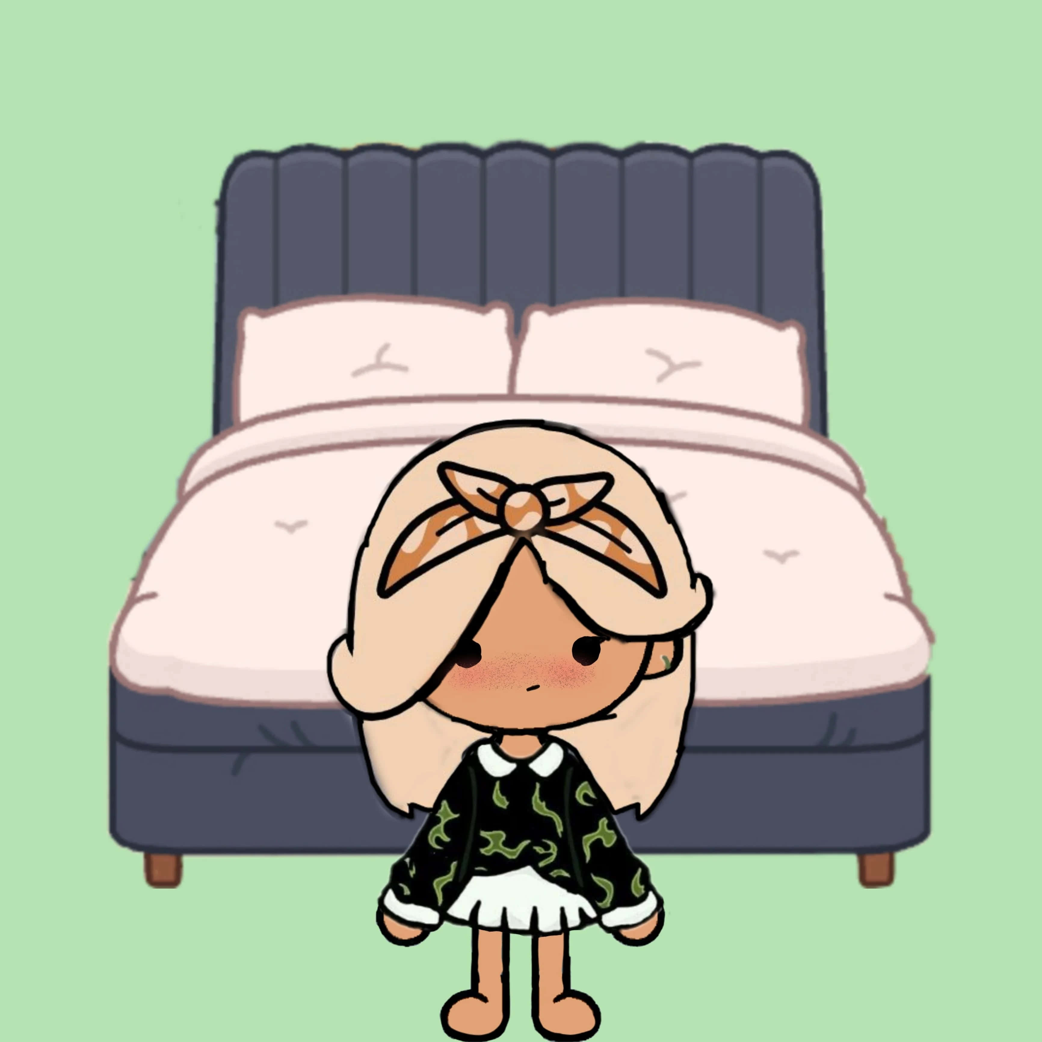 Toca Boca Character, chibi girl, bow headband, 2K Desktop Wallpaper
