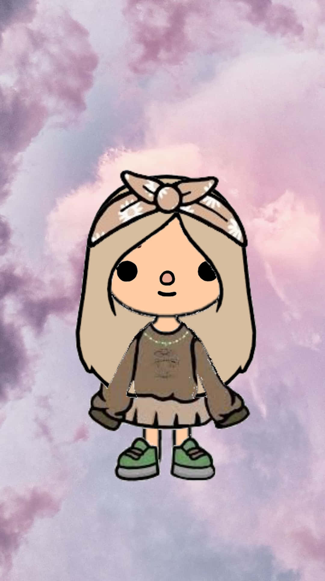 Toca Boca Character, pastel clouds background, soft purple and pink cloudy sky, Full HD Phone Wallpaper