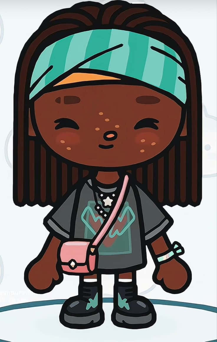 Toca Boca Character, green headband, pink bag, SD Phone Wallpaper