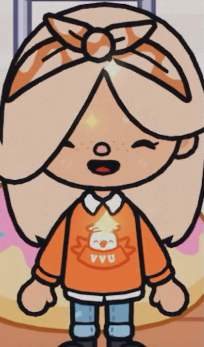 Toca Boca Character, orange sweater, blonde hair, SD Phone Wallpaper