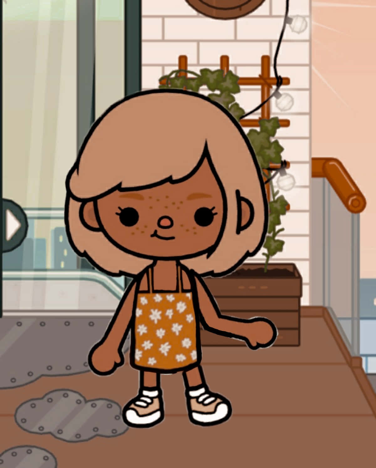 Toca Boca Character, floral apron, wooden deck, HD Phone Wallpaper