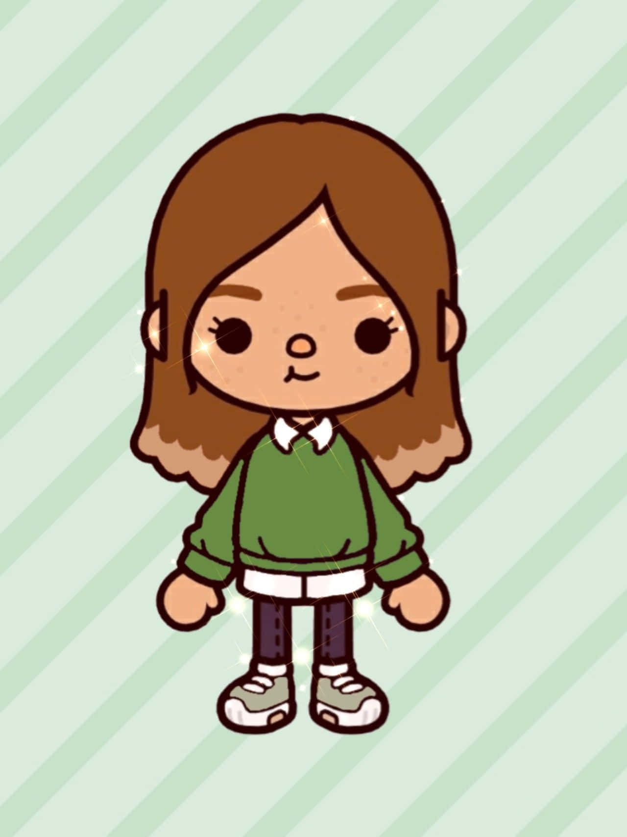 Toca Boca Character, green sweater, brown hair, HD Phone Wallpaper