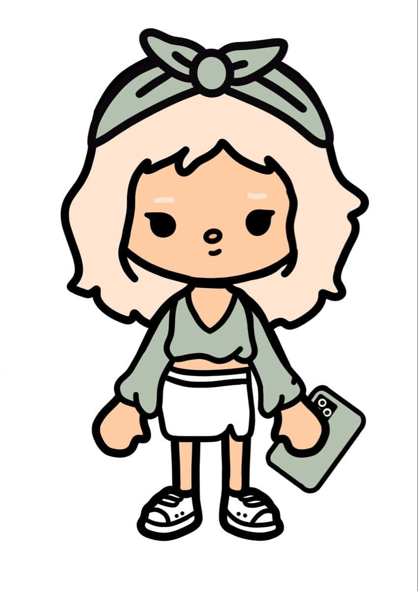 Toca Boca Character, blonde hair, green headband, SD Phone Wallpaper