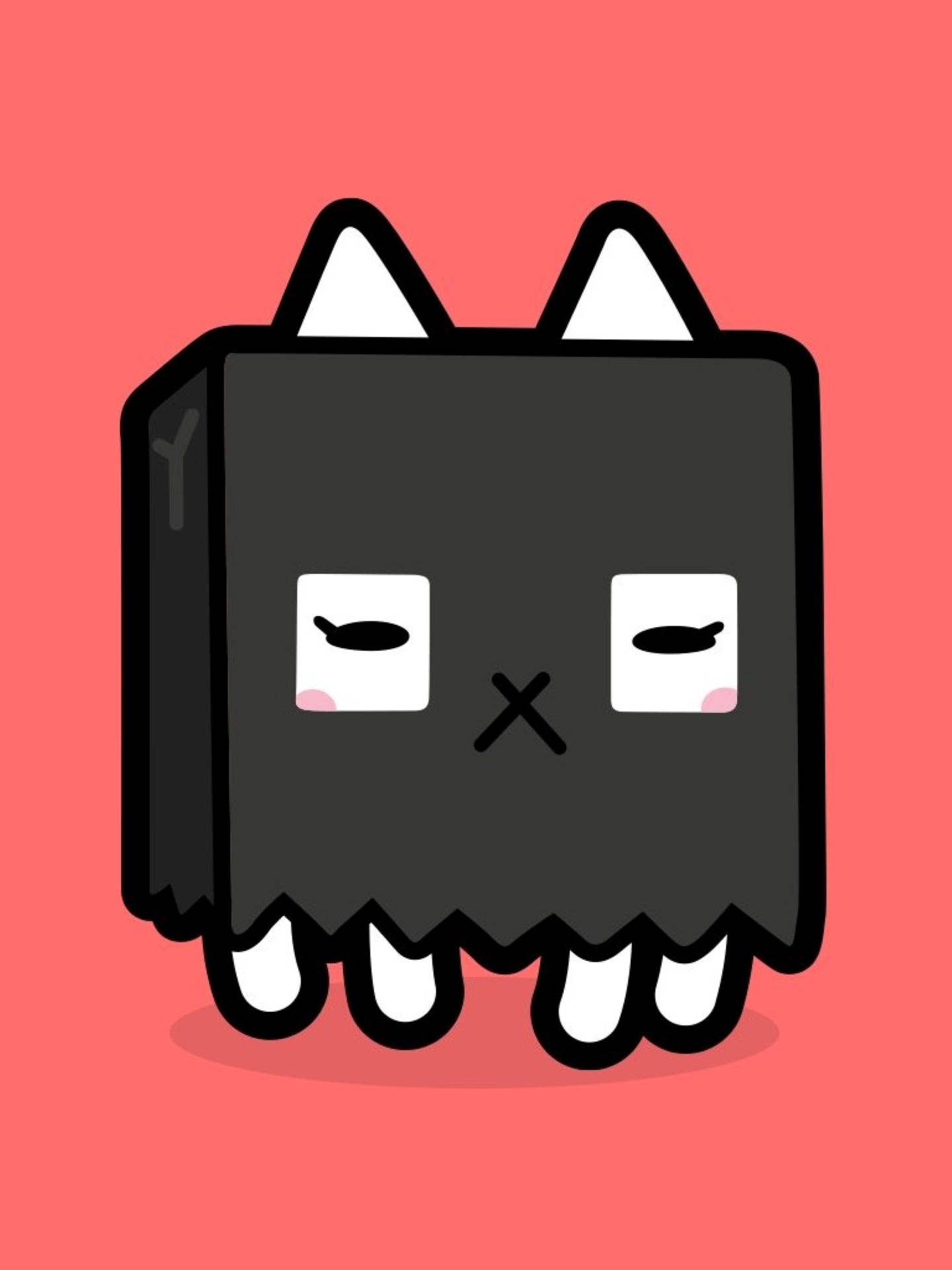Toca Boca Character, black blocky cat, white ears and paws, Full HD Phone Wallpaper