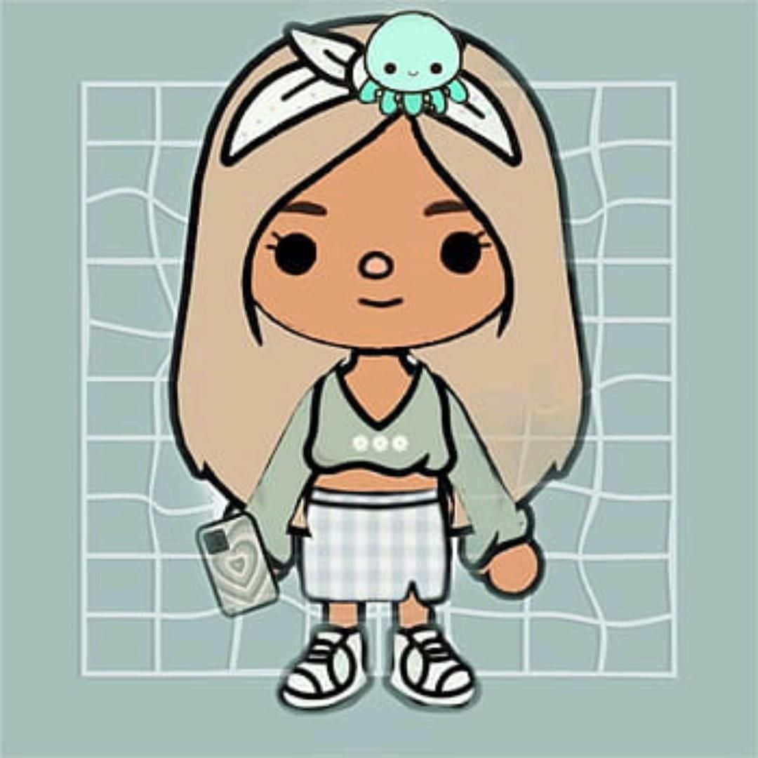 Toca Boca Character, octopus accessory, bunny headband, SD Desktop Wallpaper