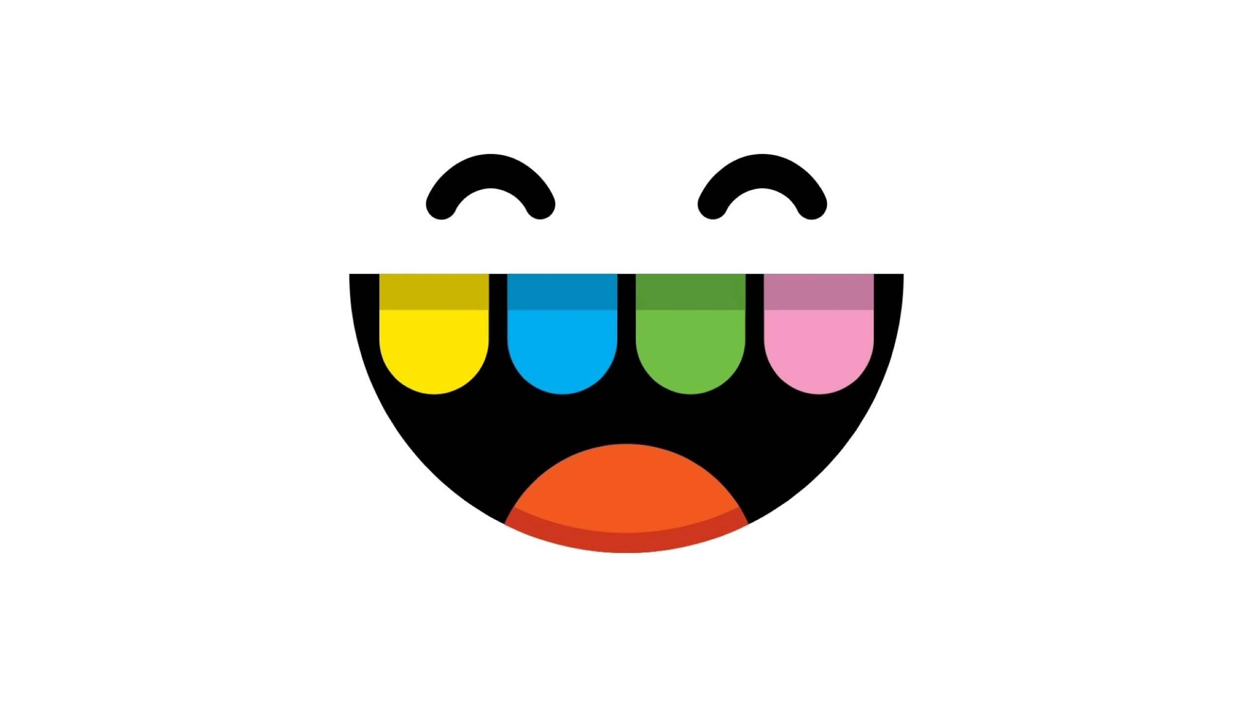 Toca Boca, smiling logo, rainbow-colored teeth, 2K Desktop Wallpaper