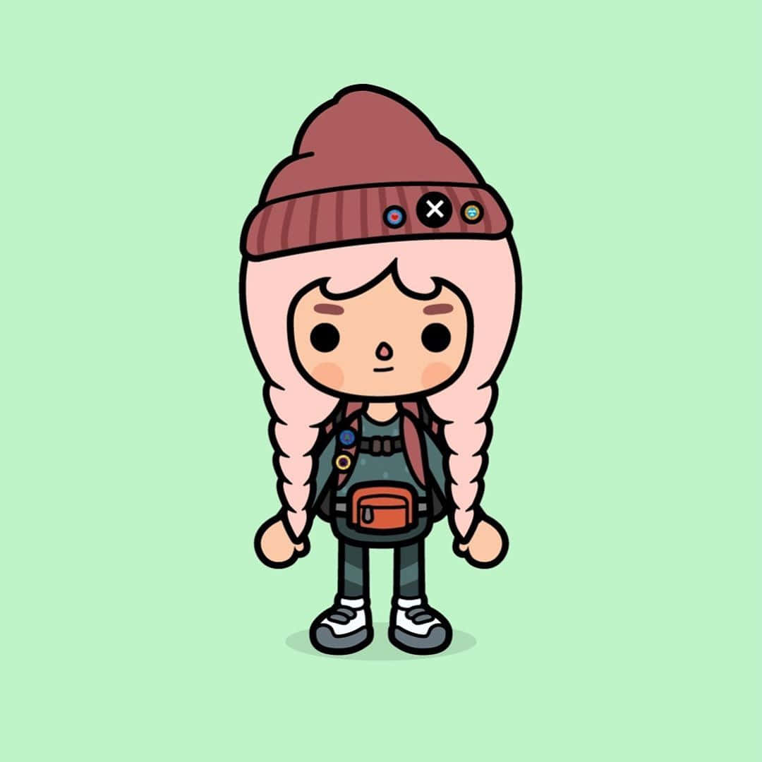 Toca Boca Character, pink hair, beanie, SD Desktop Wallpaper