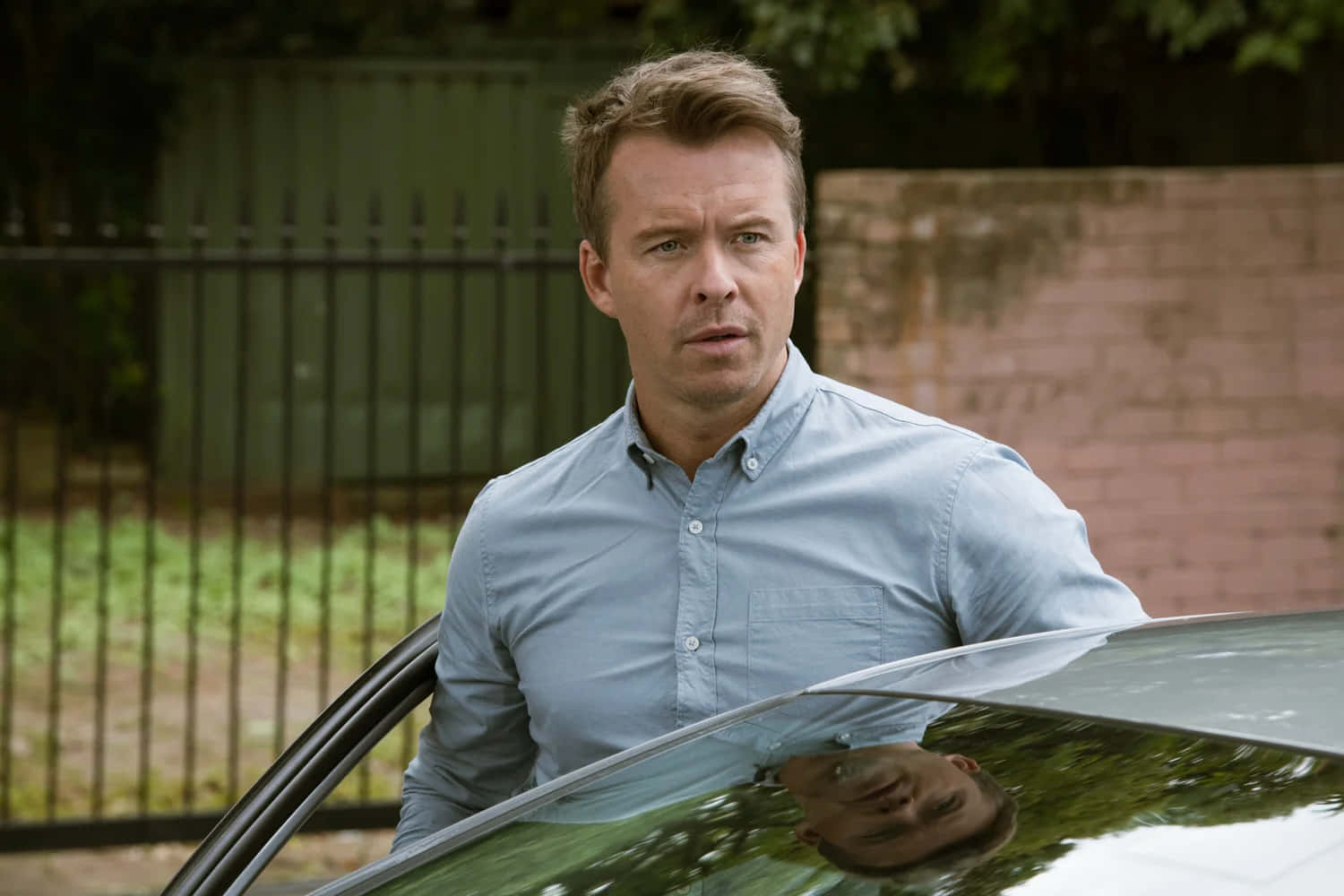 Todd Lasance, light blue shirt, car, HD Desktop Wallpaper