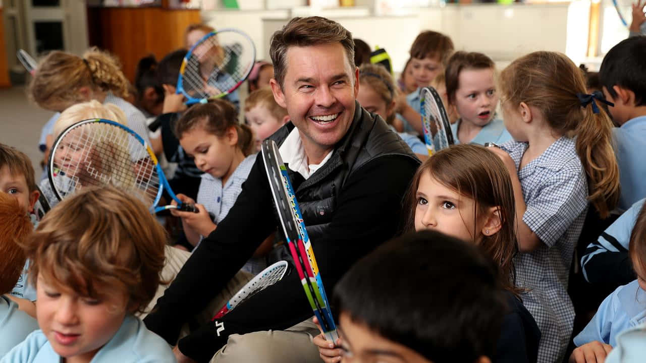 Todd Woodbridge, tennis rackets, children, HD Desktop Wallpaper