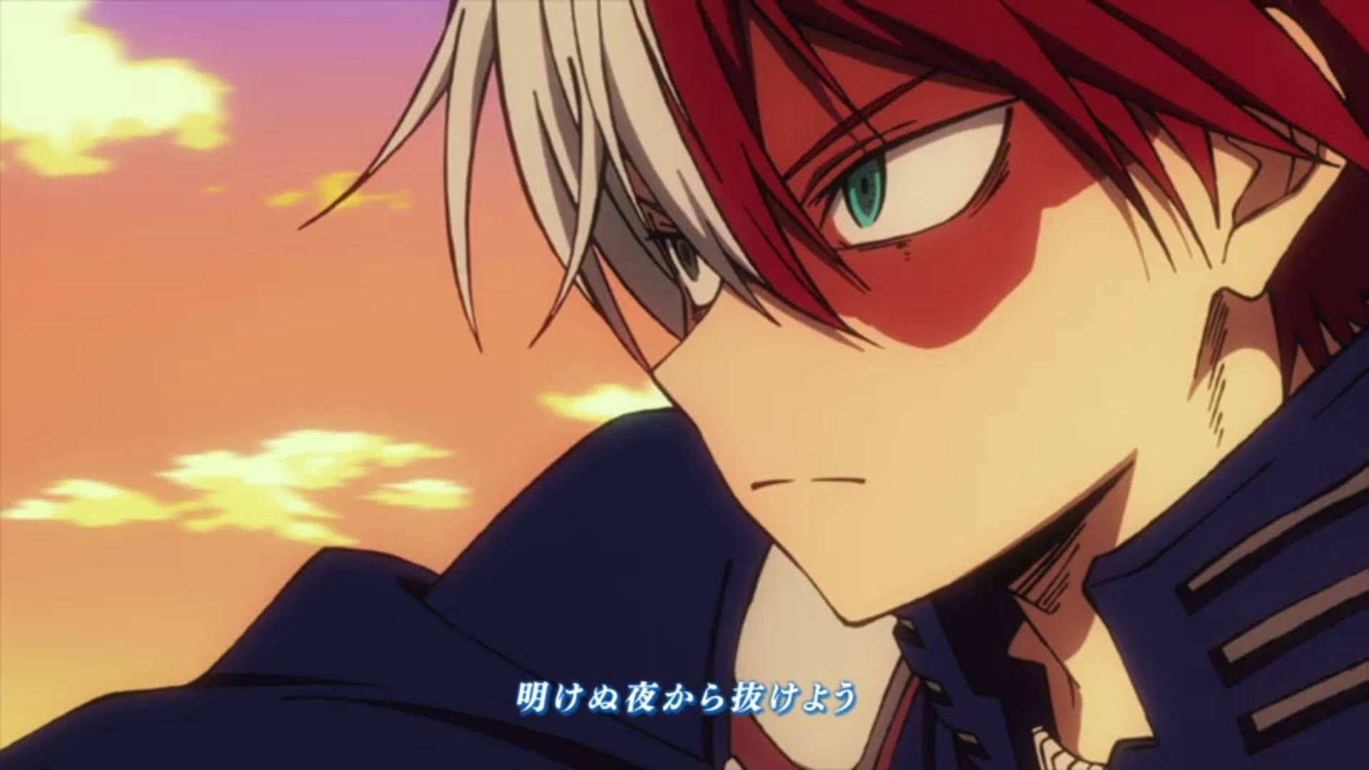 Todoroki Aesthetic, anime opening, red and white hair, Full HD Desktop Wallpaper