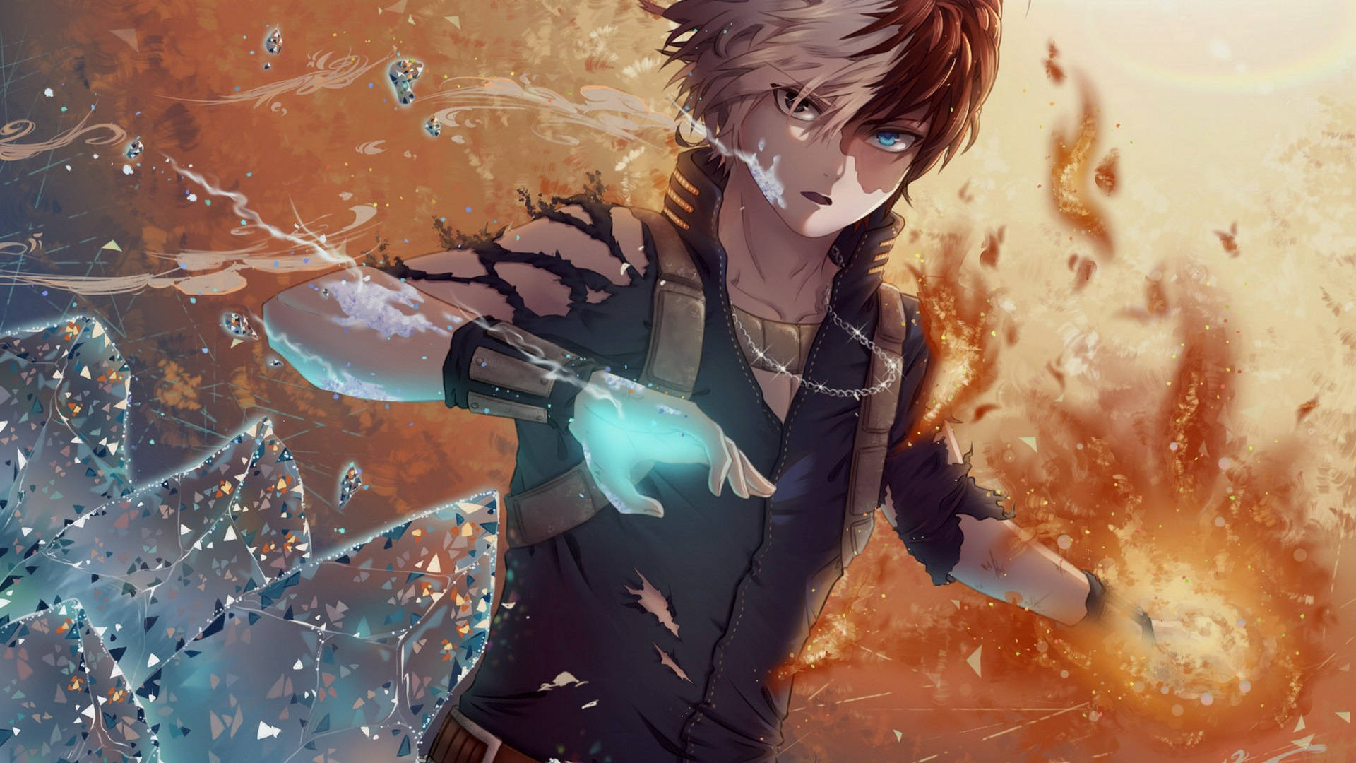 Todoroki Aesthetic, ice, fire, Full HD Desktop Wallpaper