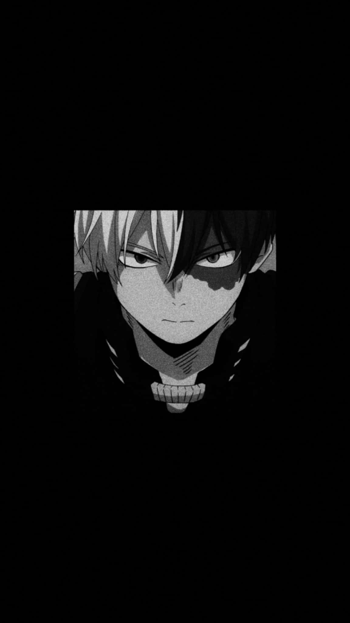 Todoroki Black, black and white anime portrait, young man, Full HD Phone Wallpaper