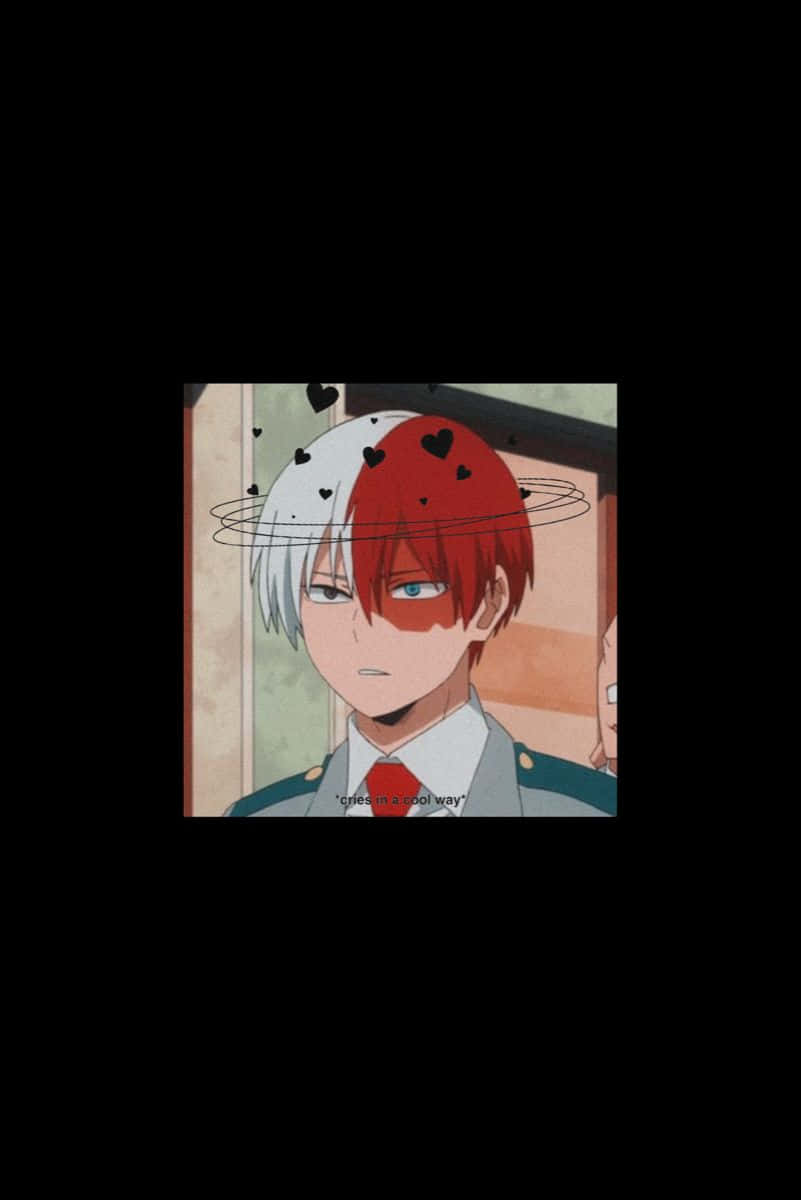 Todoroki Black, red and white hair, black heart aura, SD Phone Wallpaper