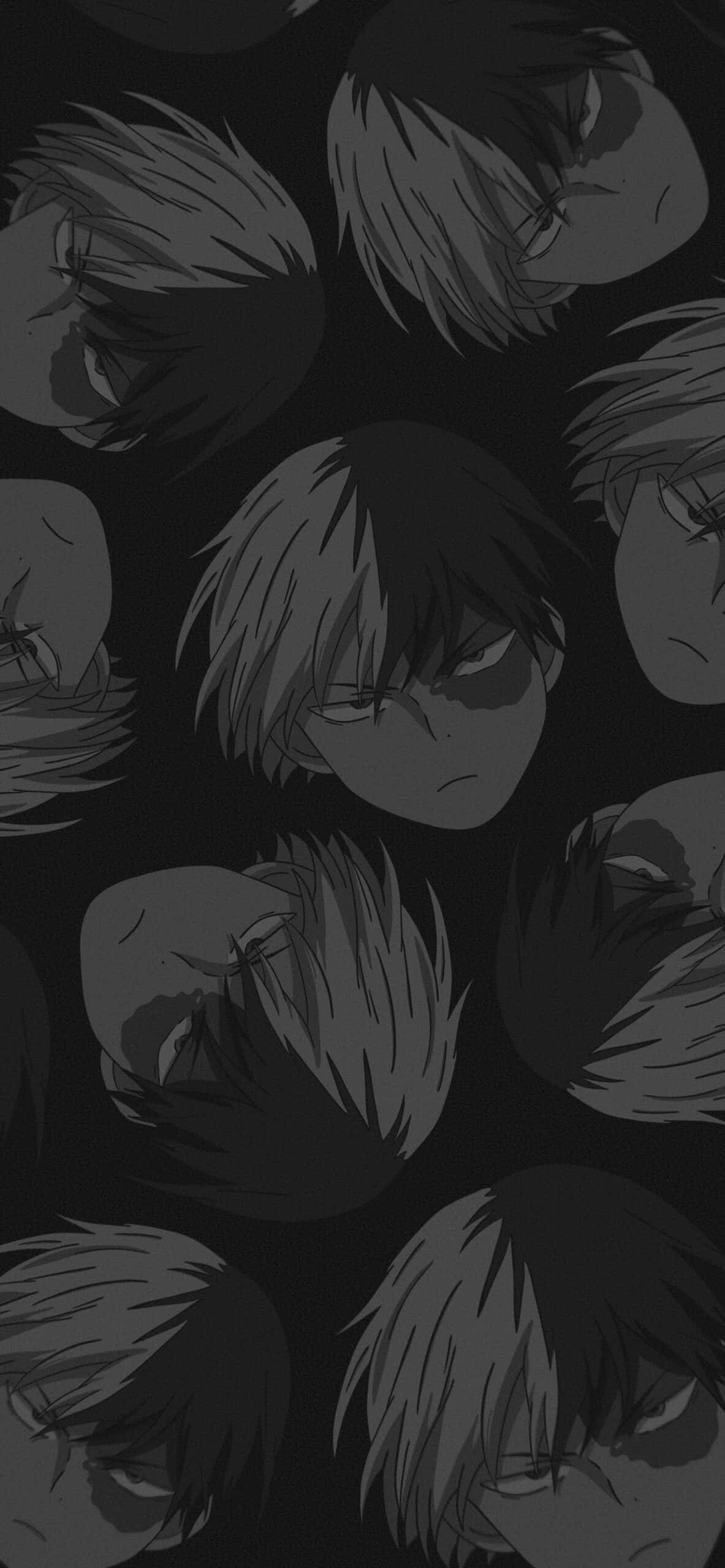 Todoroki Black, monochrome, anime, 2K Phone Wallpaper