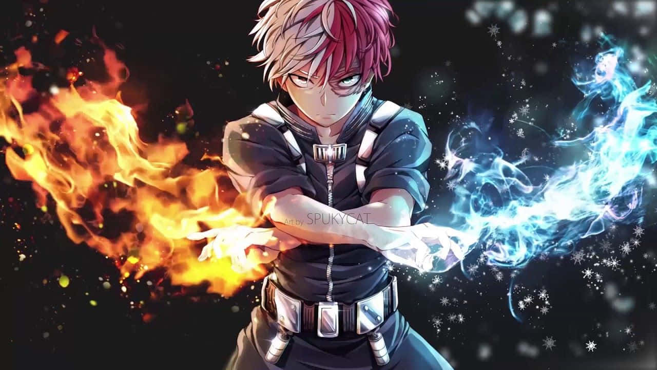 Todoroki Black, red hair, fire in his hands, HD Desktop Wallpaper
