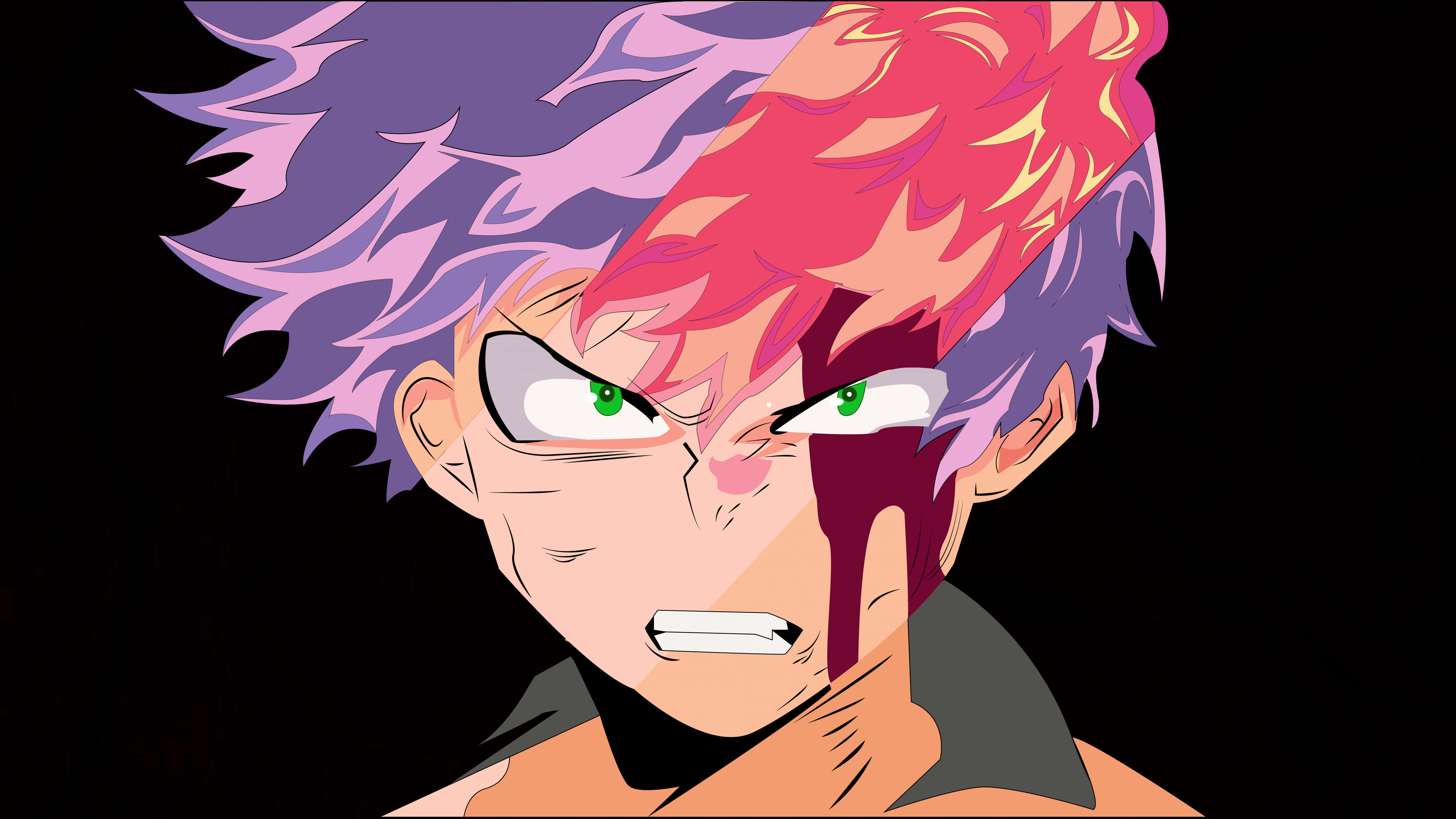 Todoroki Black, purple hair, red hair, 8K Desktop Wallpaper