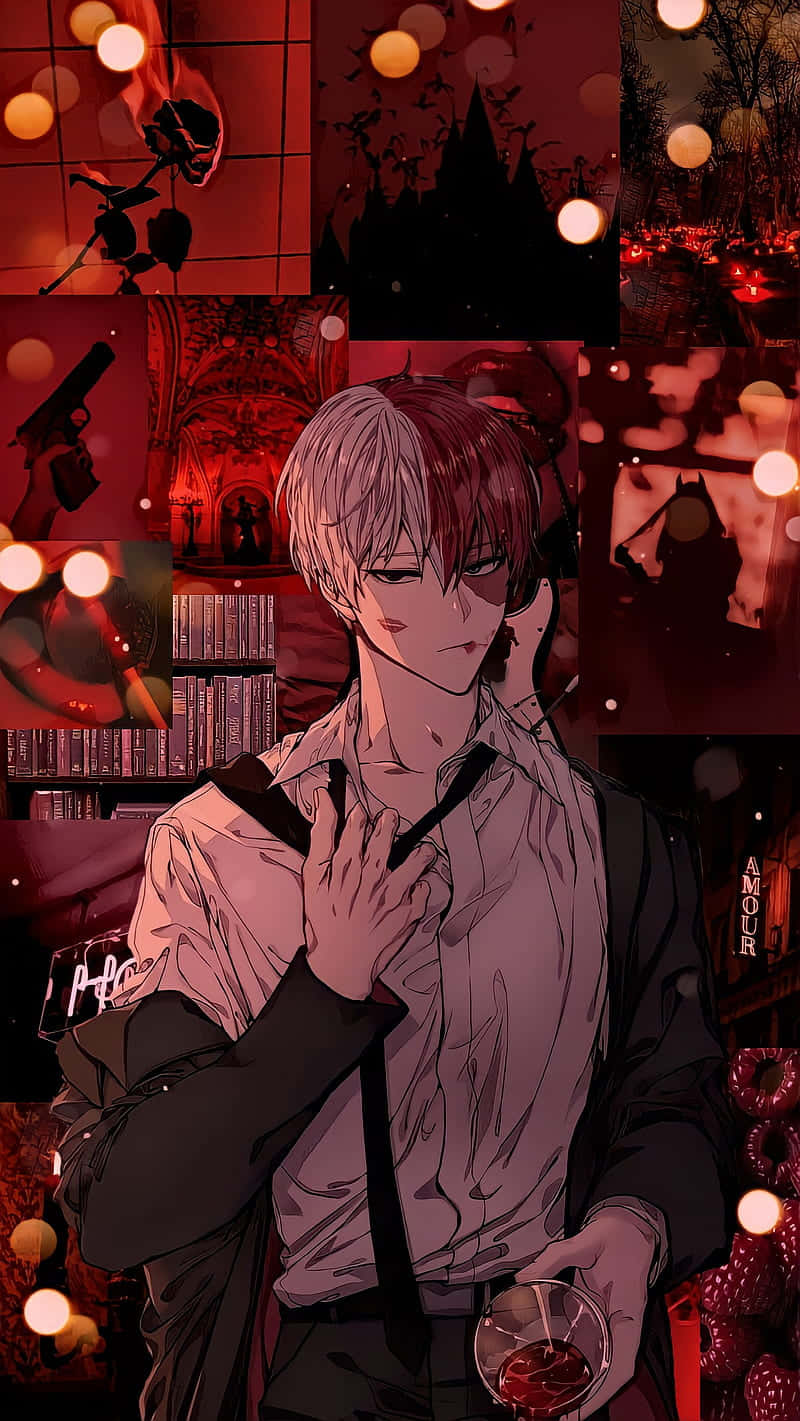 Todoroki Black, silver hair, red liquid, HD Phone Wallpaper