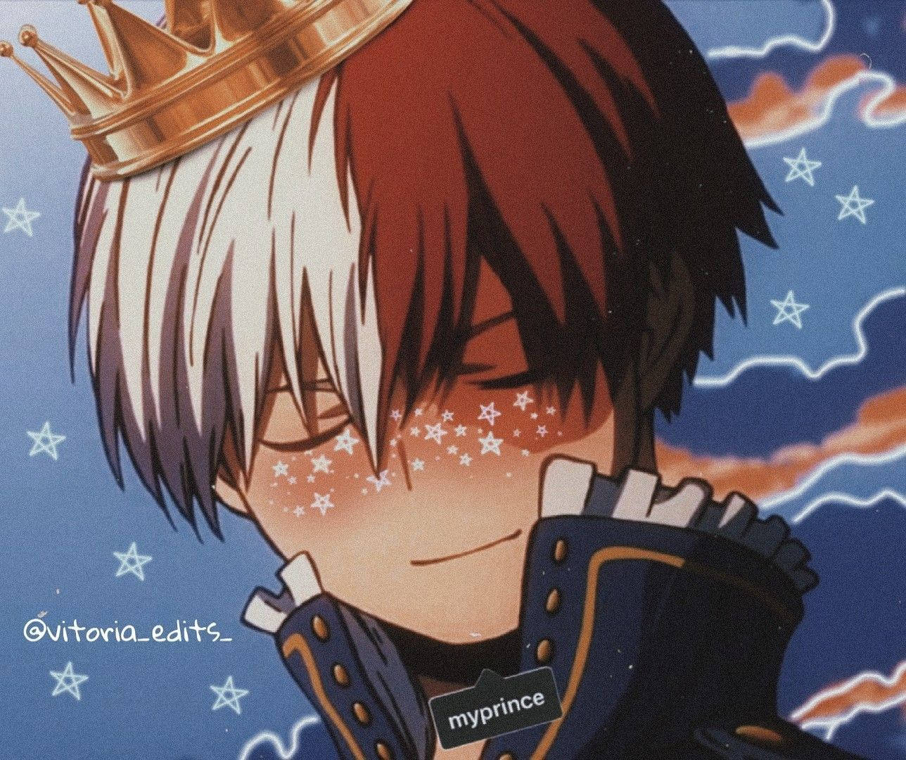 Todoroki, red and white hair, golden crown, HD Desktop Wallpaper