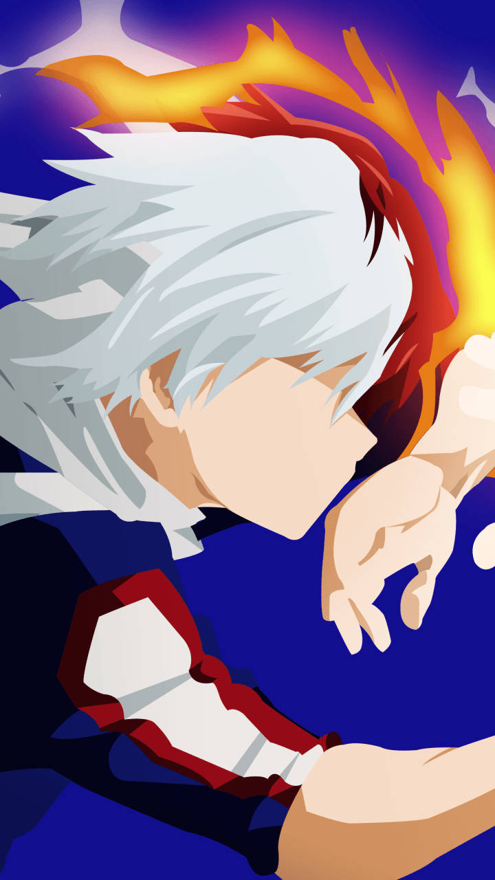 Todoroki, white hair, fiery aura, HD Phone Wallpaper