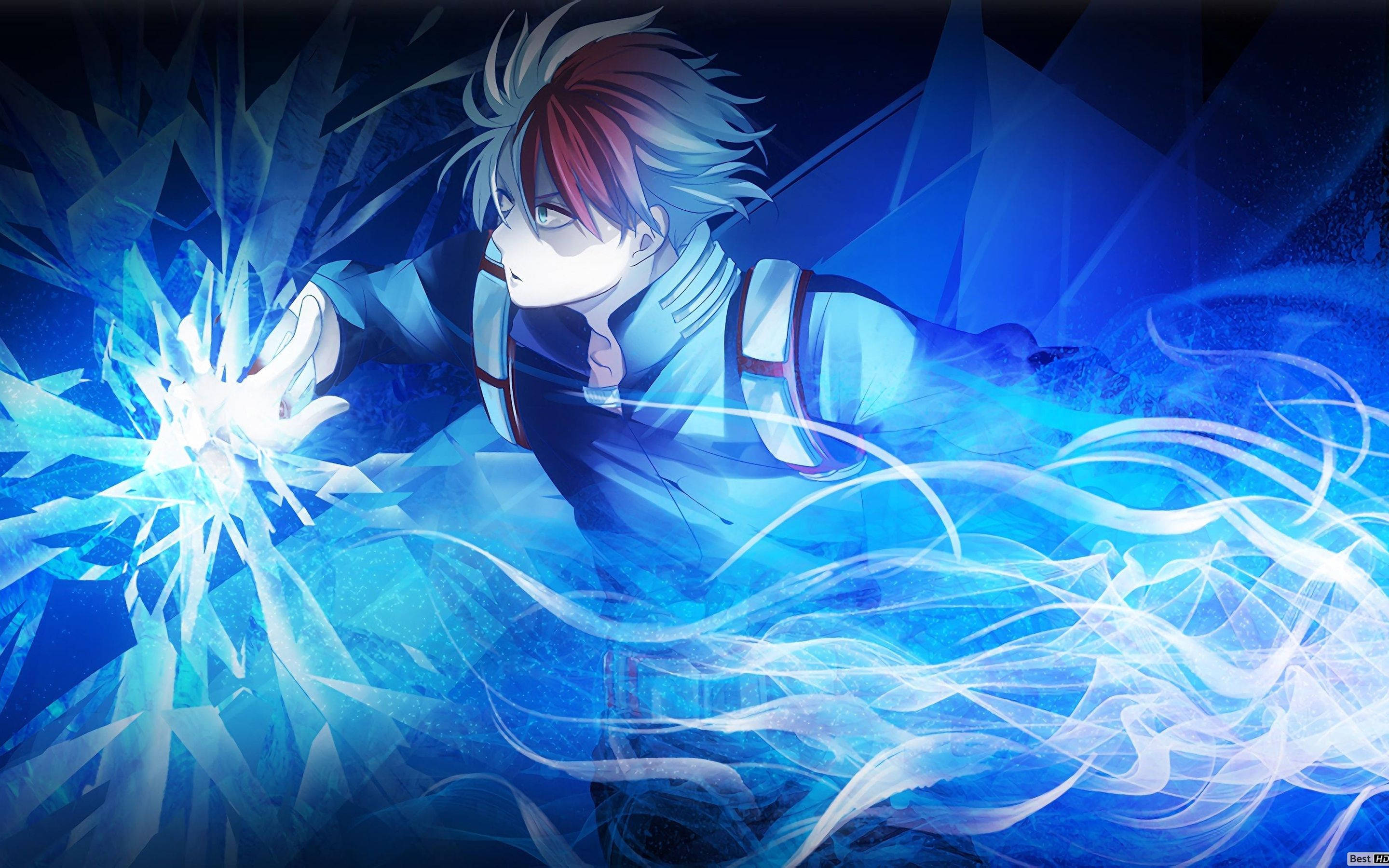 Todoroki, red-haired anime boy, blue uniform, 2K Desktop Wallpaper
