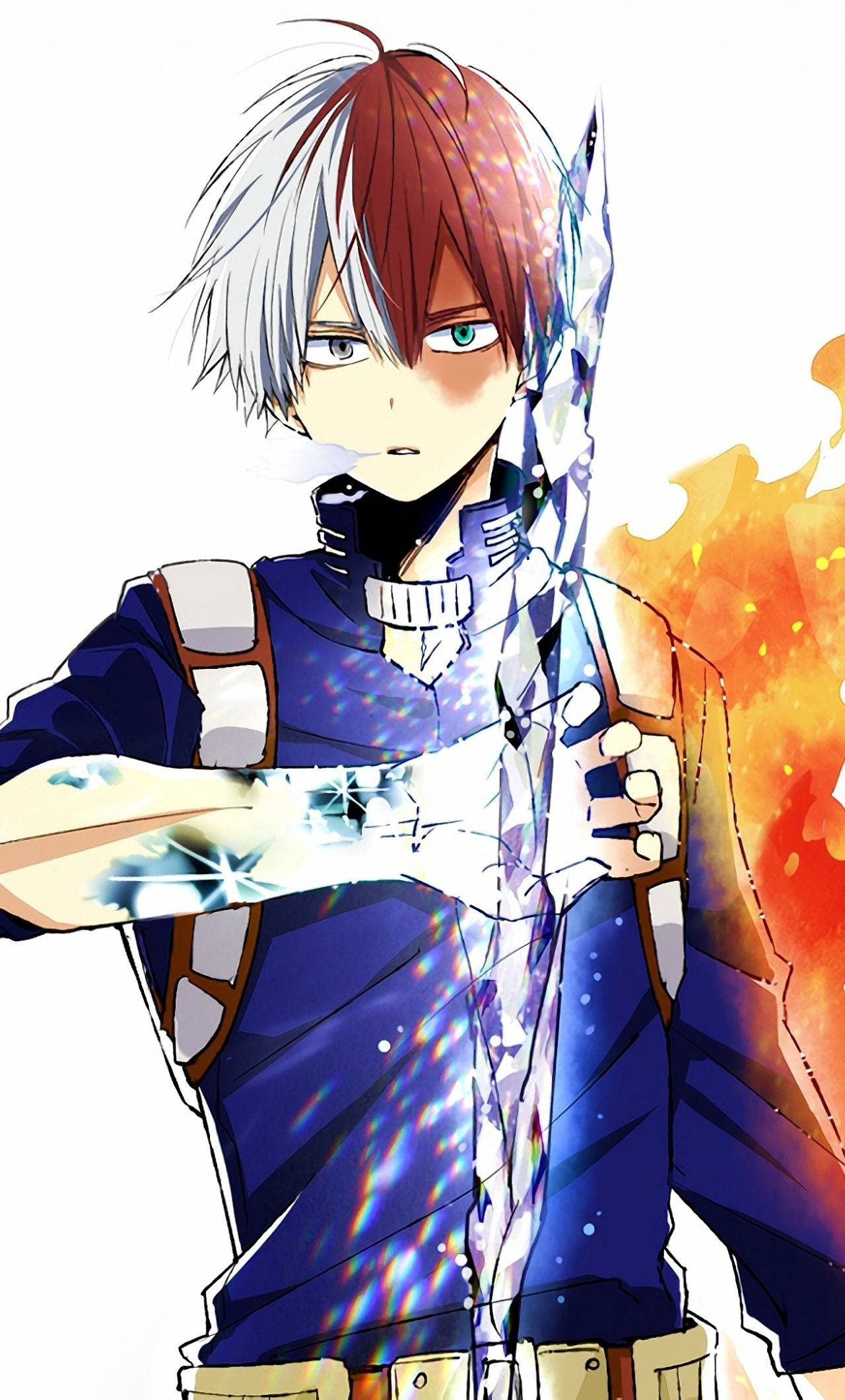 Todoroki, red and white hair, glowing ice sword, Full HD Phone Wallpaper