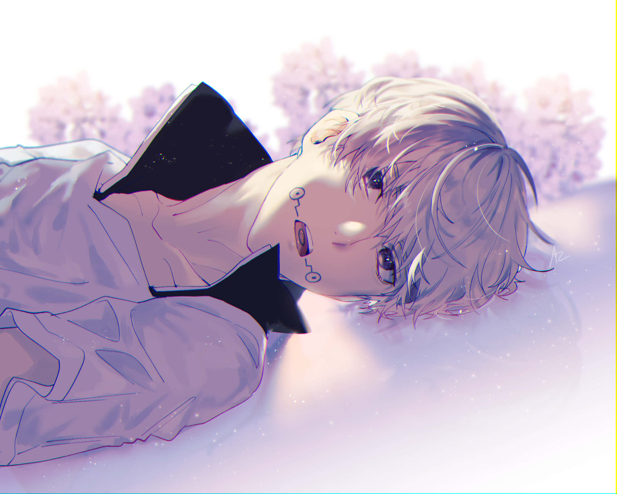Toge Inumaki, silver hair, purple ground, Full HD Desktop Wallpaper