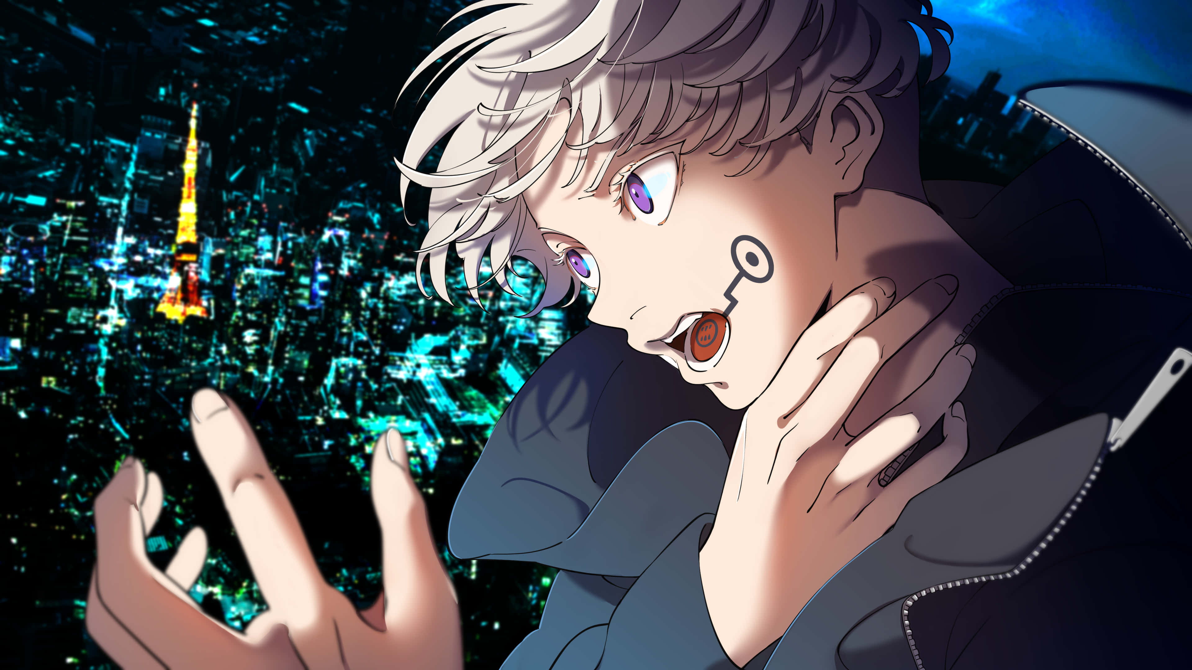 Toge Inumaki, silver-haired, cybernetic eye, 4K Desktop Wallpaper