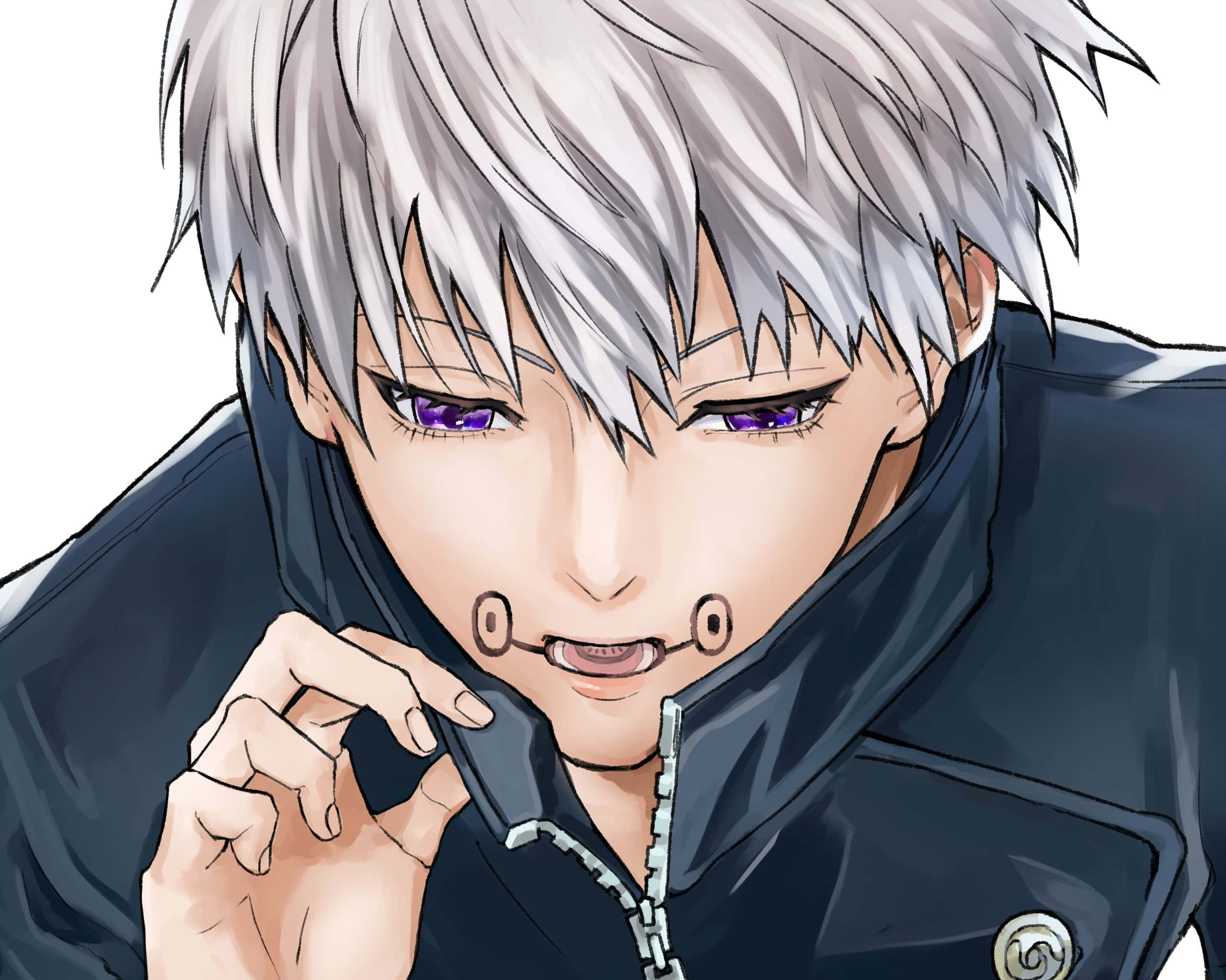 Toge Inumaki, silver hair, purple eyes, Full HD Desktop Wallpaper