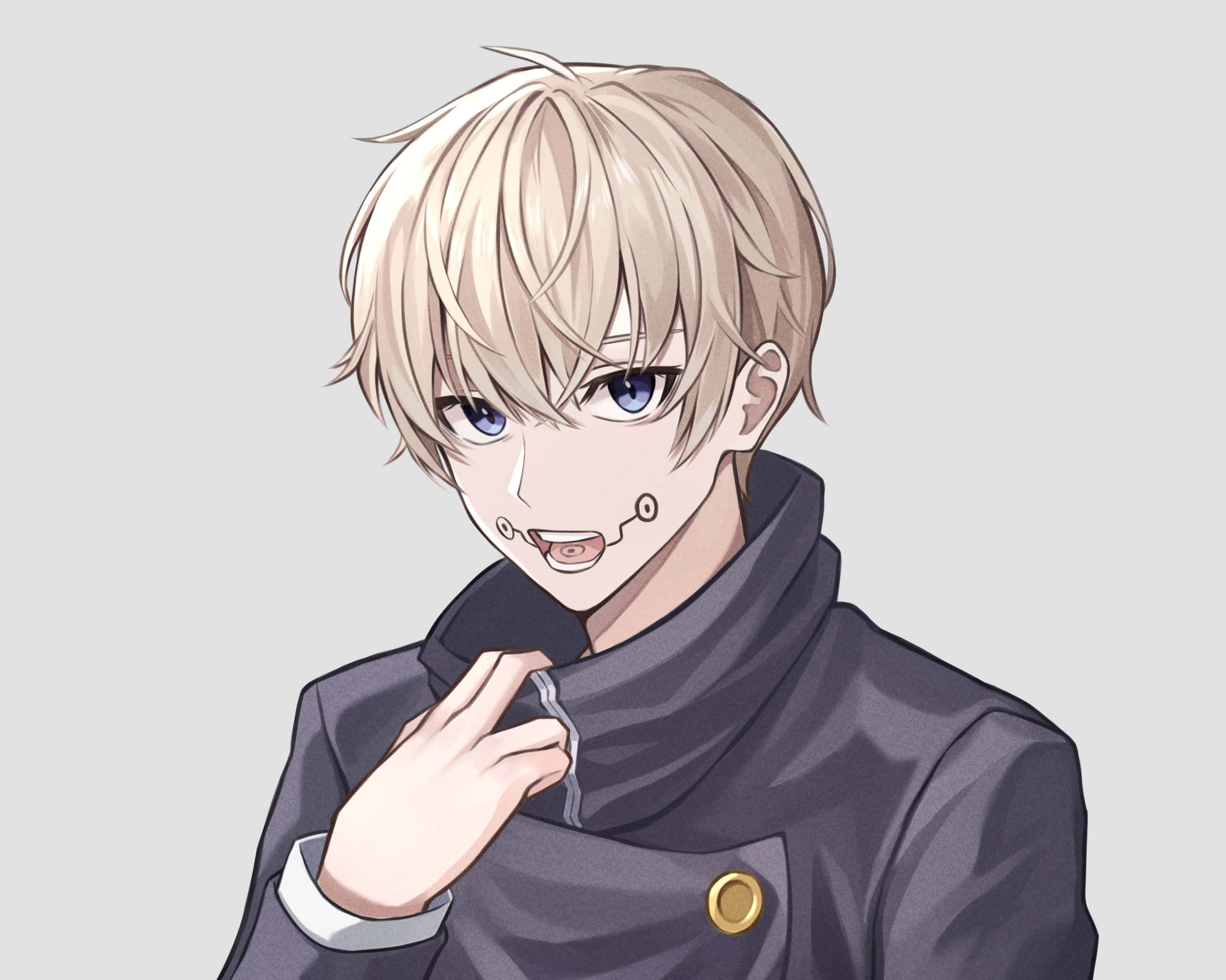 Toge Inumaki, blonde anime boy, blue eyes, 2K Desktop Wallpaper