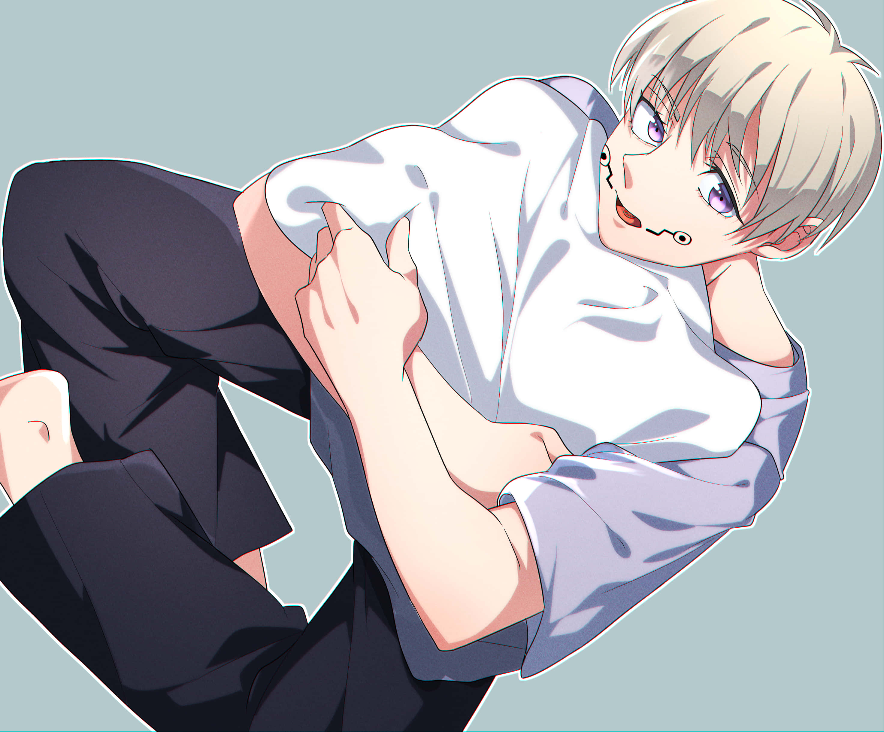 Toge Inumaki, blonde hair, purple eyes, 2K Desktop Wallpaper
