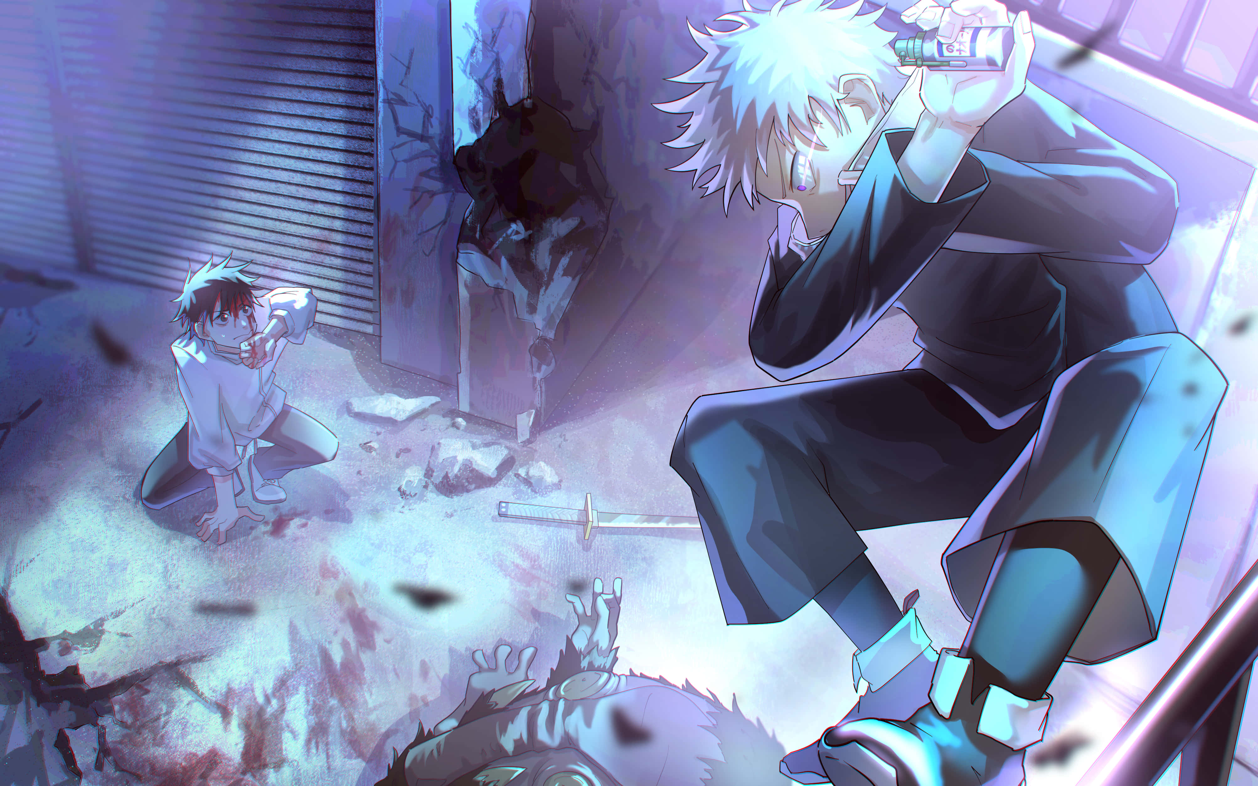 Toge Inumaki, shattered urban alley, anime boys, 4K Desktop Wallpaper