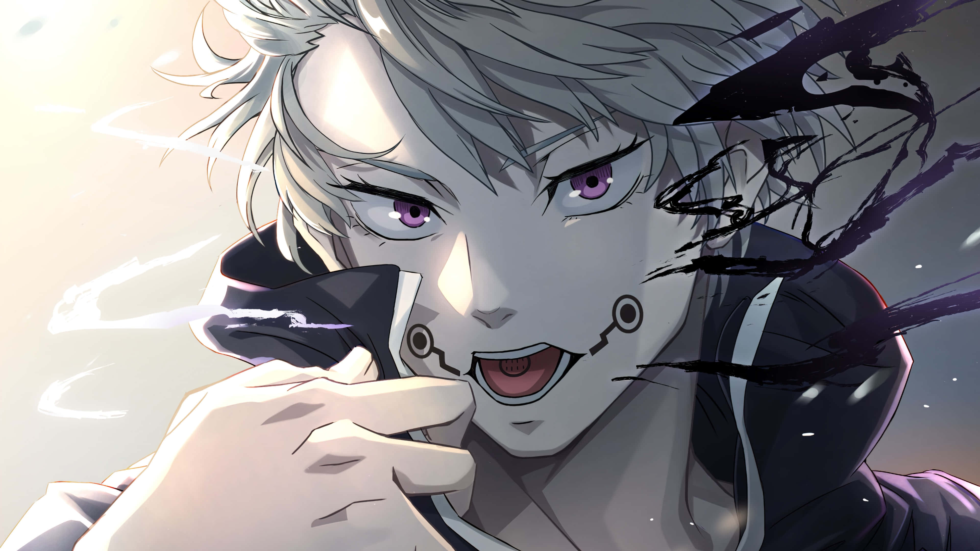 Toge Inumaki, silver hair, purple eyes, 4K Desktop Wallpaper